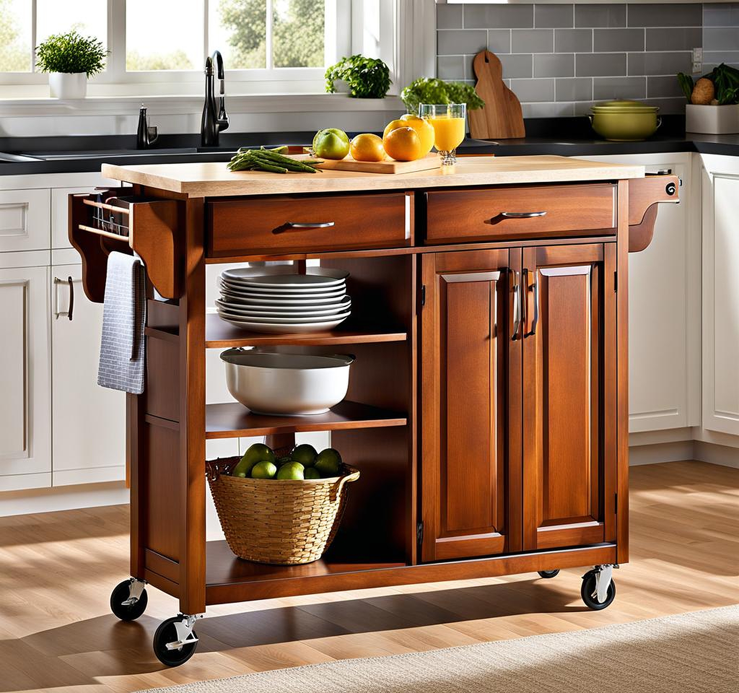 Sleek Kitchen Carts With Drop Leaf Designs