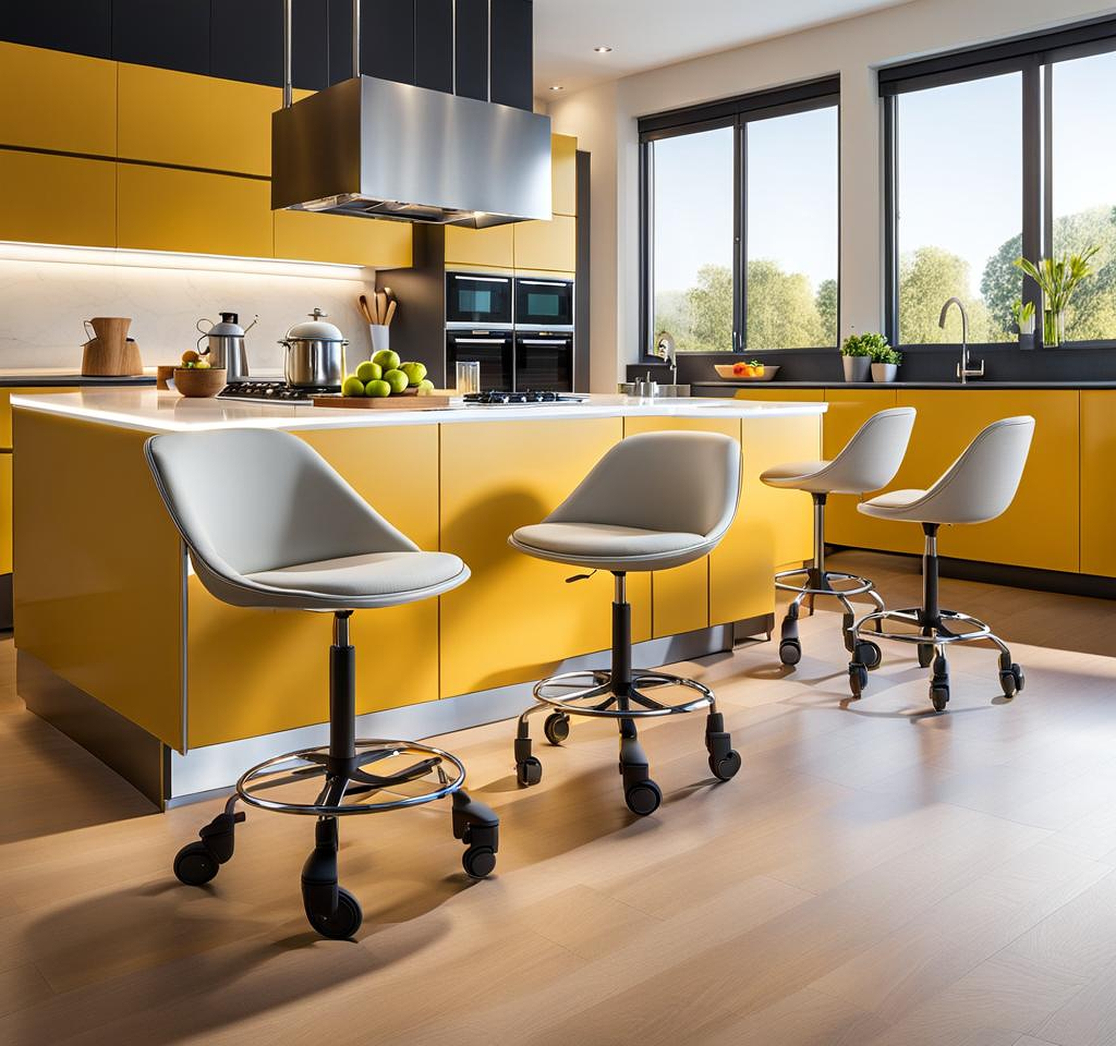 Contemporary Kitchen Chairs Featuring Stylish Rollers