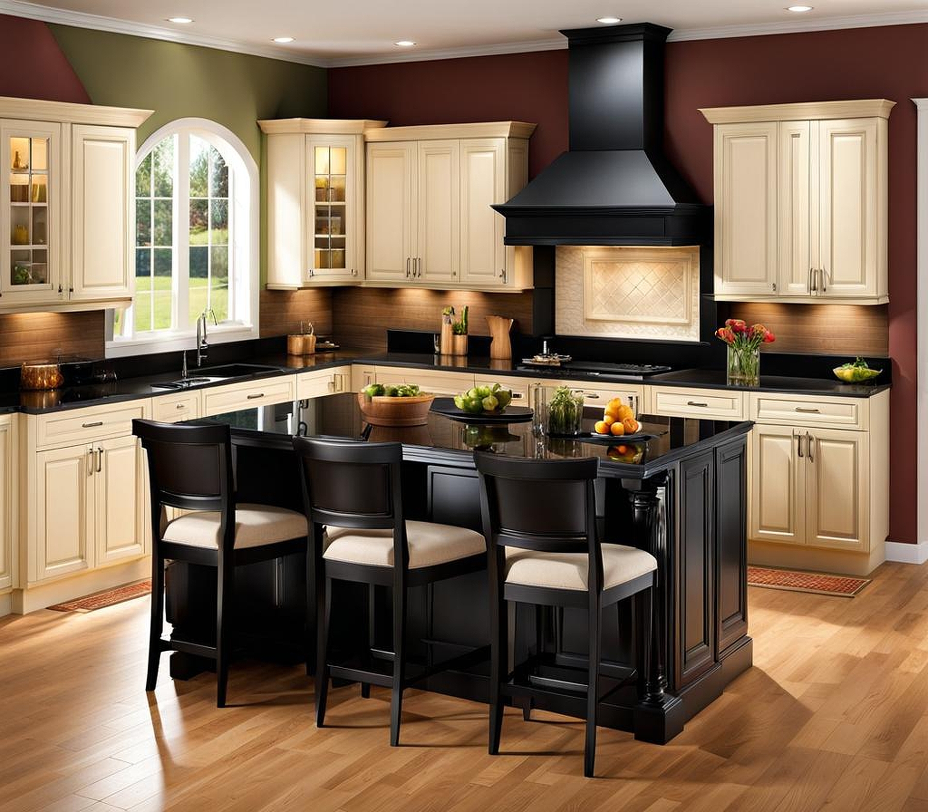 kitchen colors with black appliances