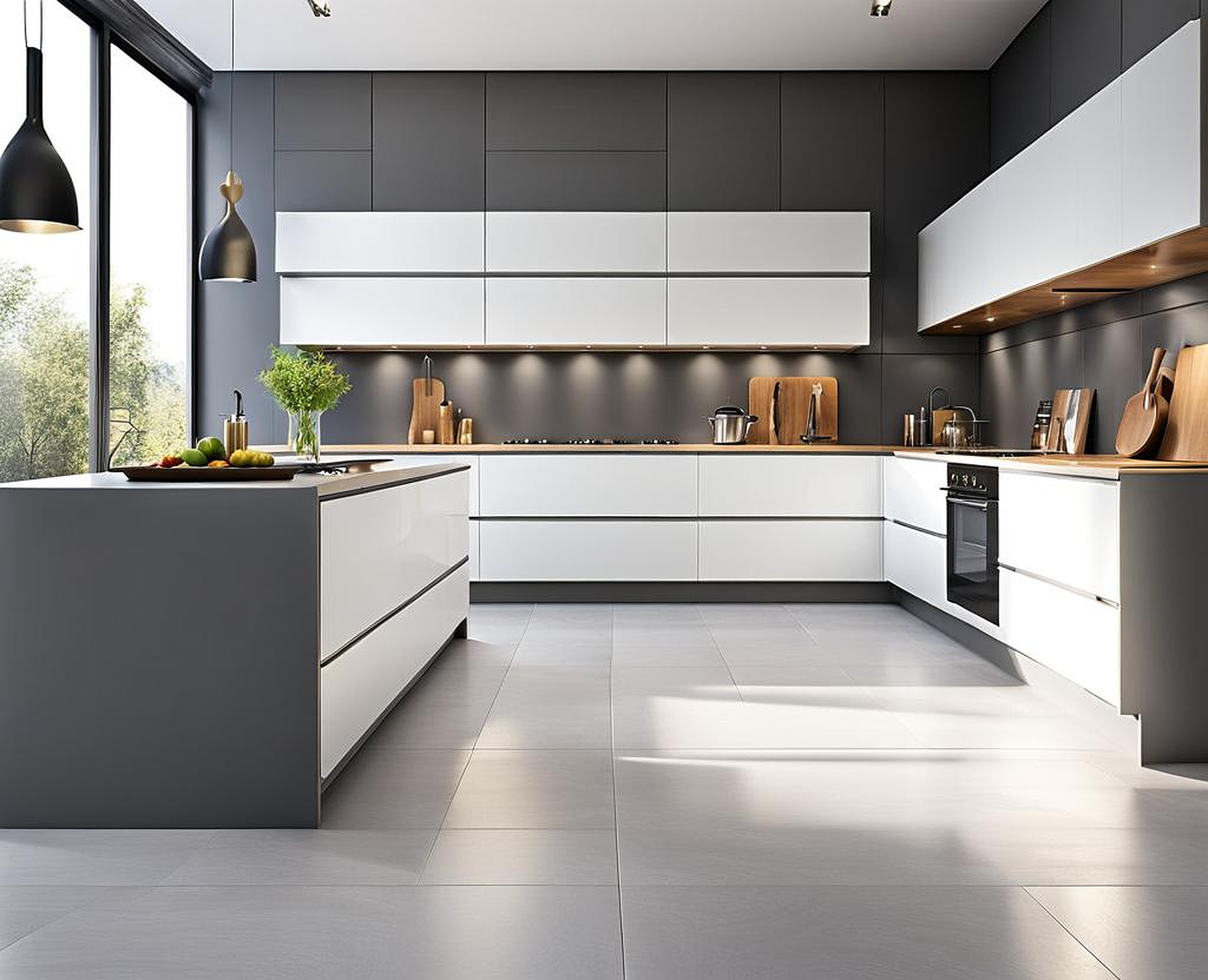 Grey Kitchen Floors Meets White Cabinets Charm