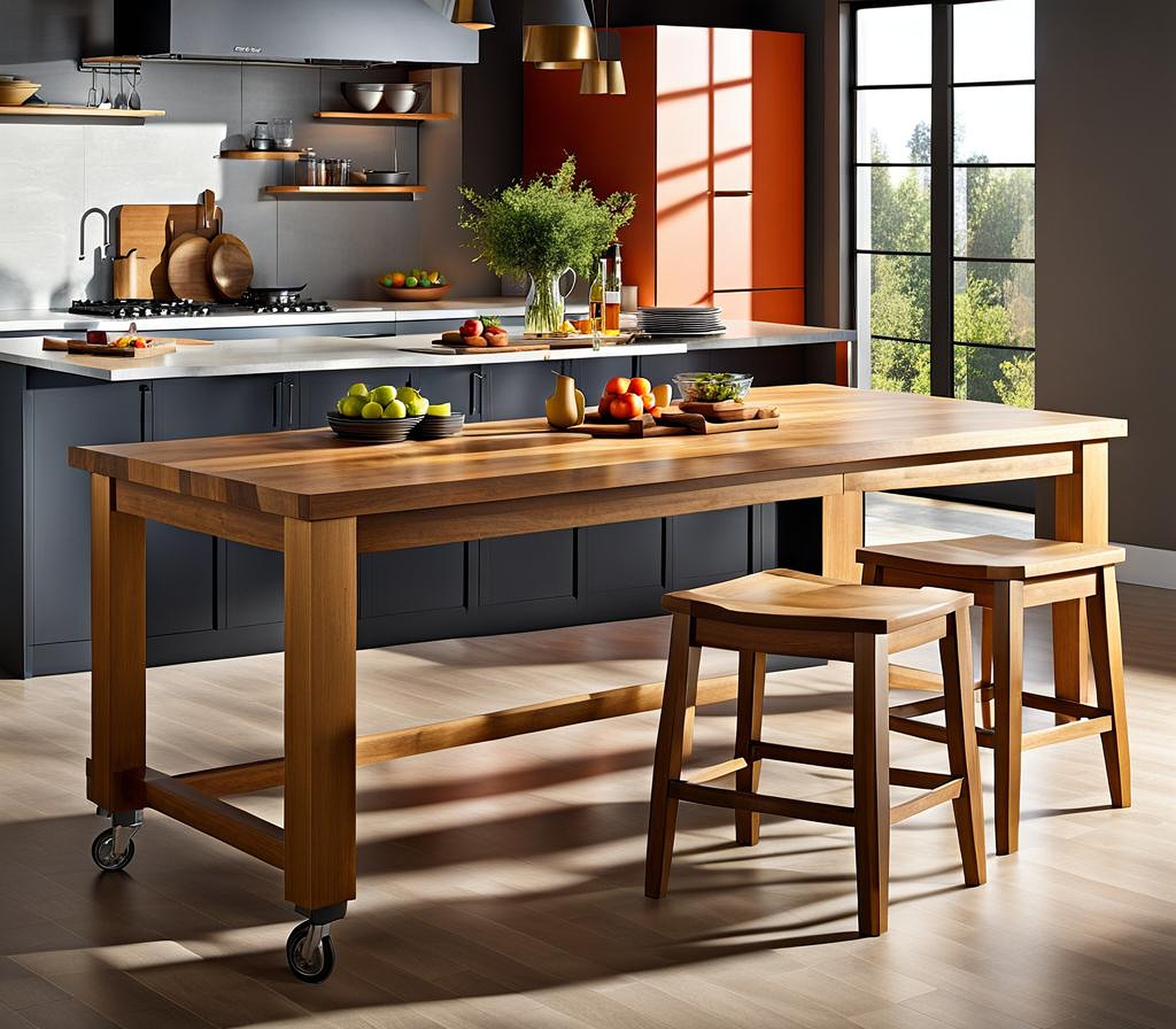 kitchen island as dining table