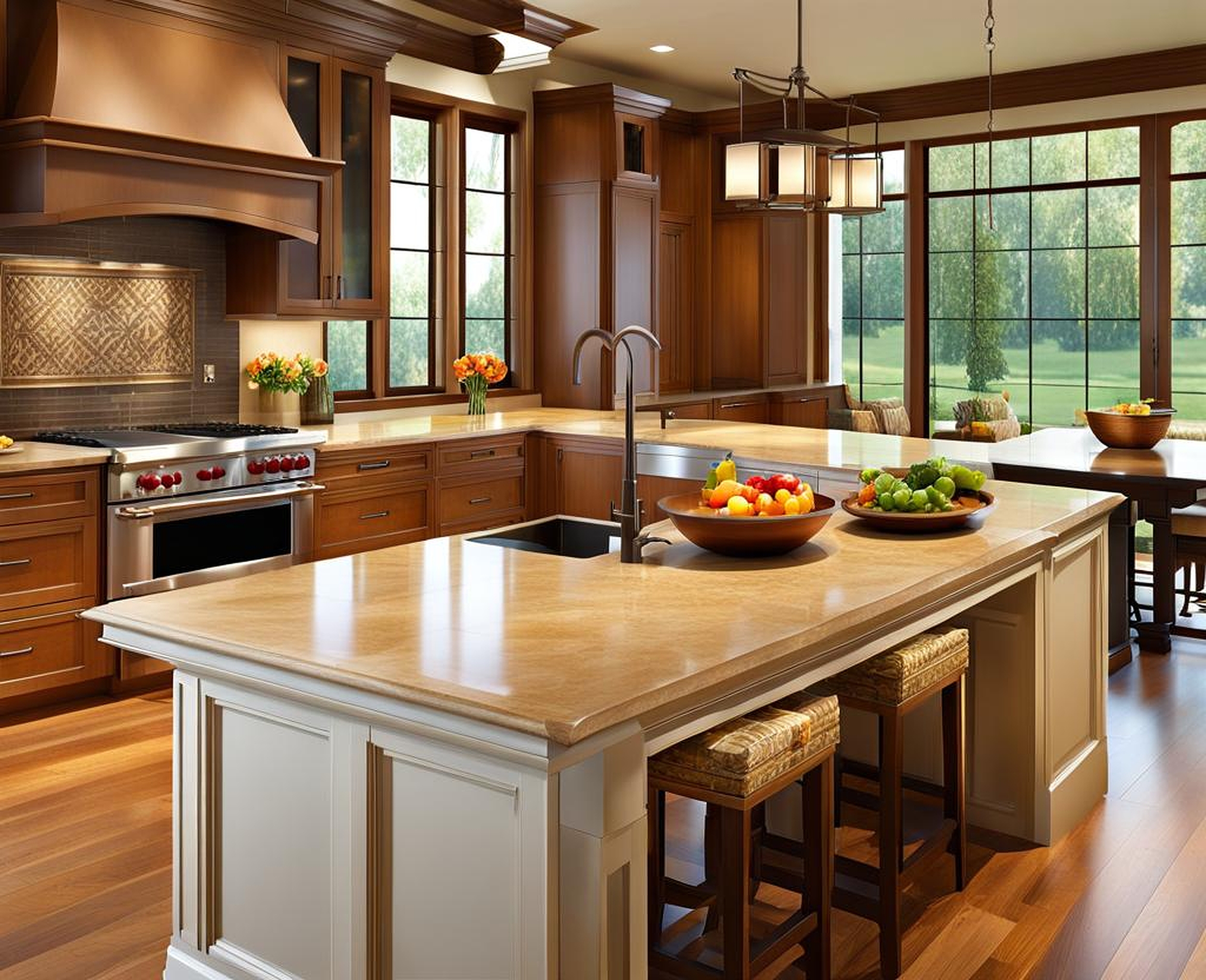 kitchen island with raised bar top