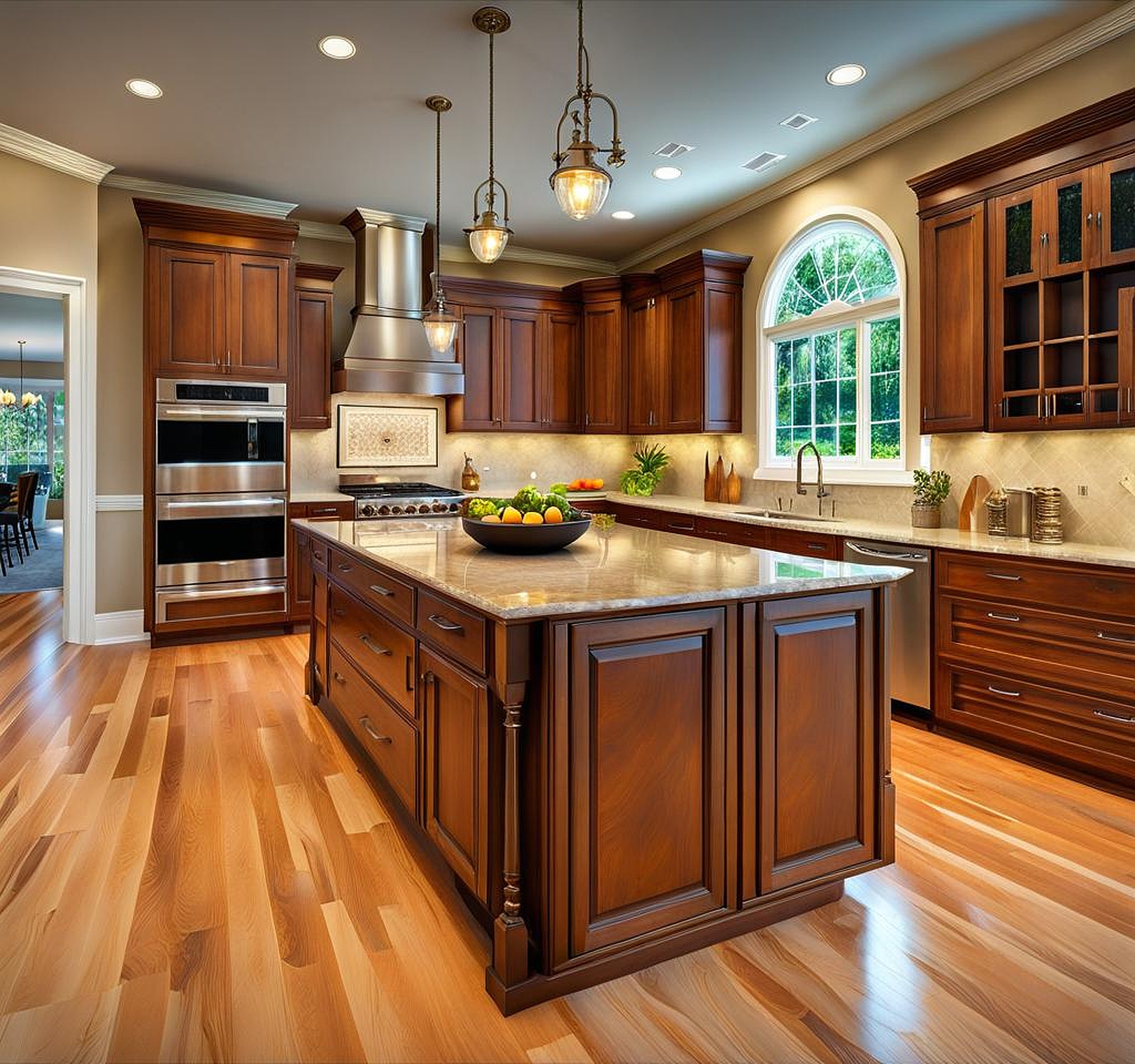 kitchen island with upper cabinets