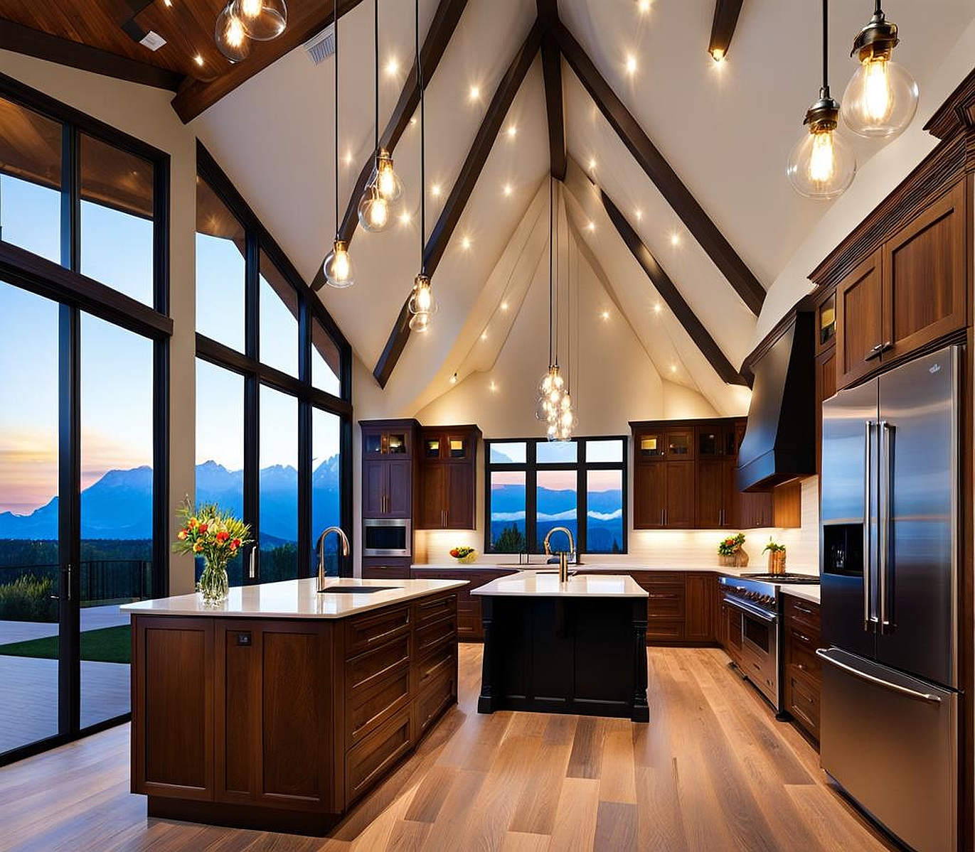 Stylish Vaulted Ceiling Lighting for Kitchens