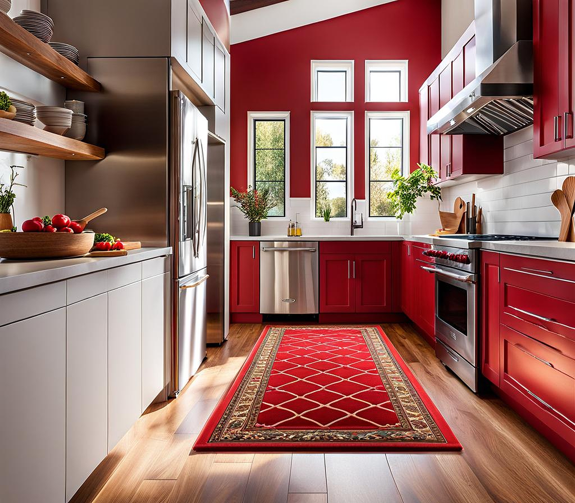 Enticing Red Kitchen Runner Rugs