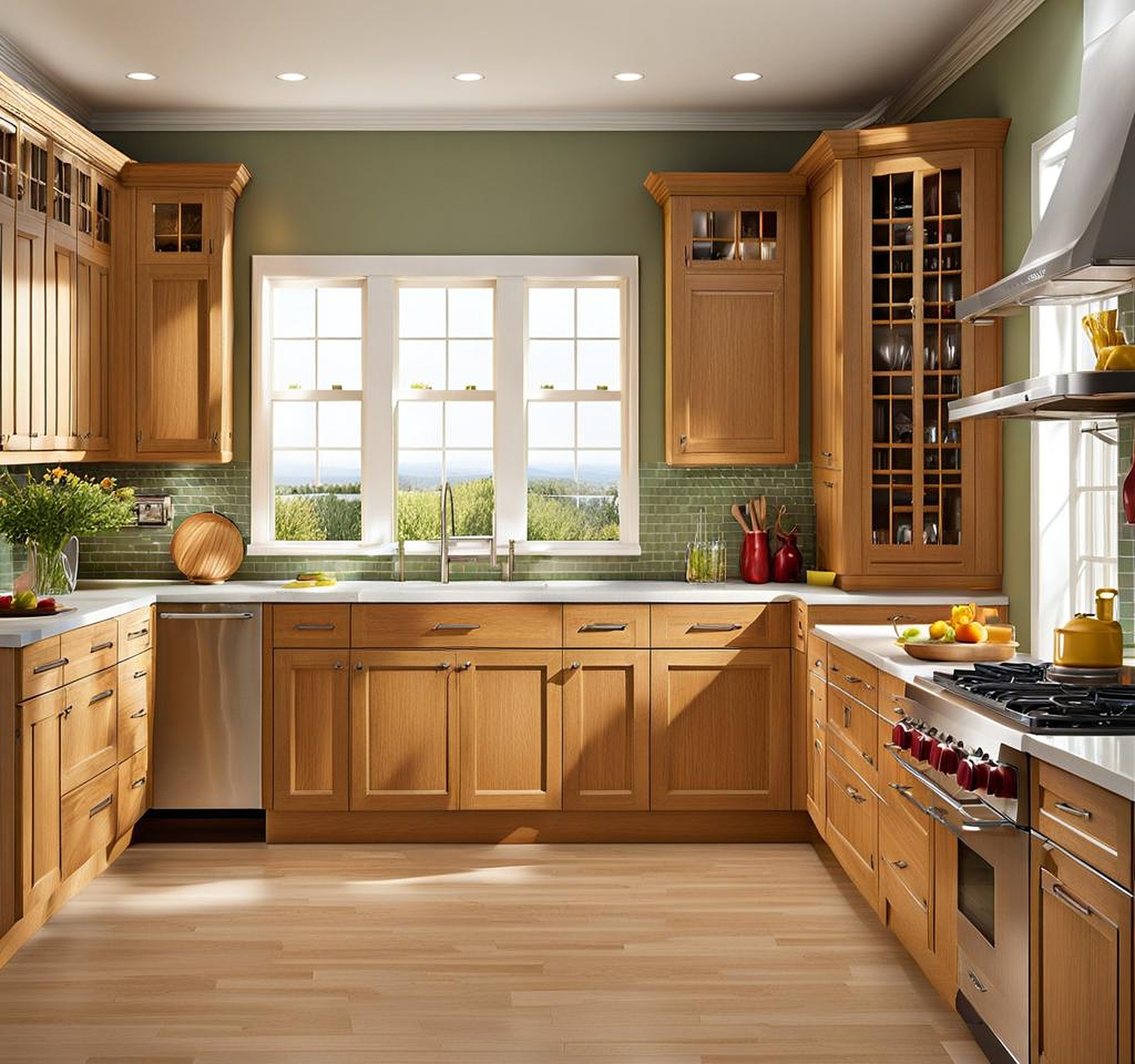 Kitchen Wall Colors Perfectly Matched with Oak Cabinets