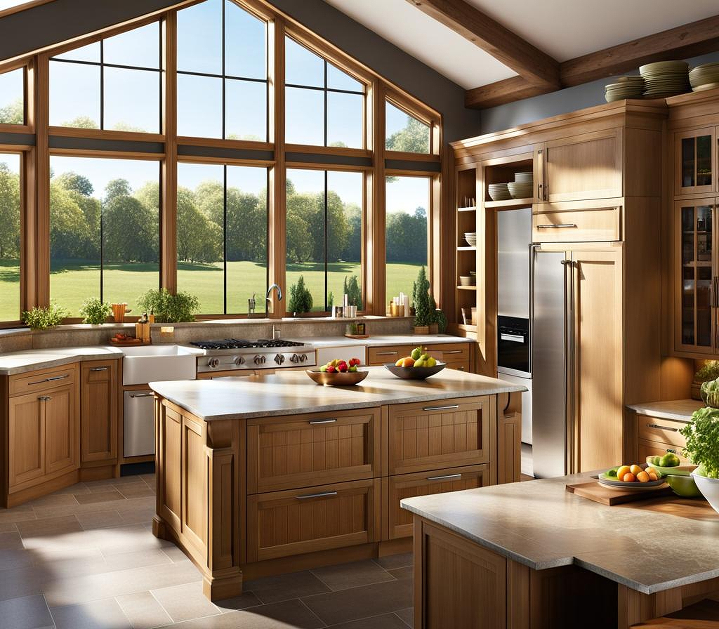 kitchen with bay window layout