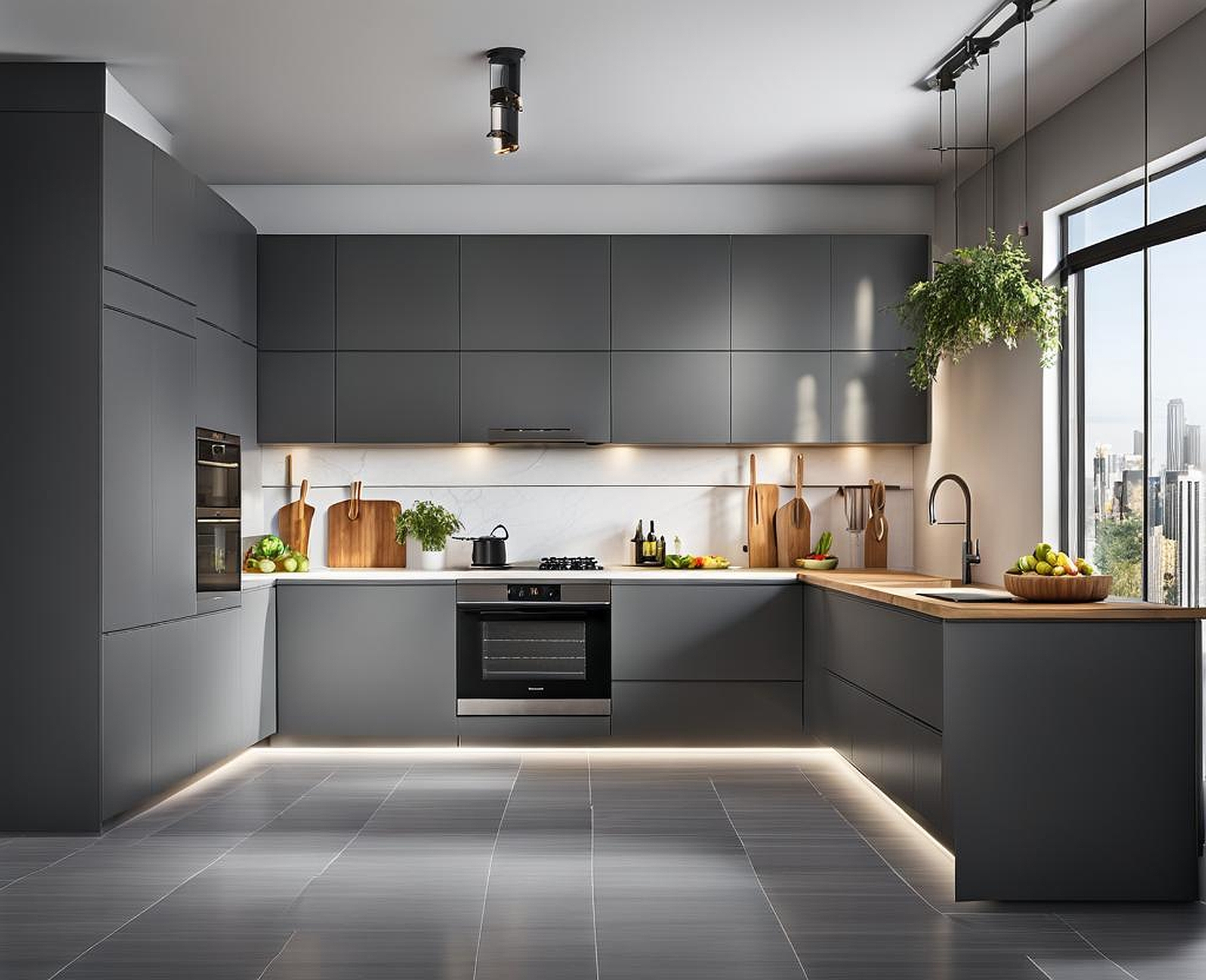 kitchen with gray floor