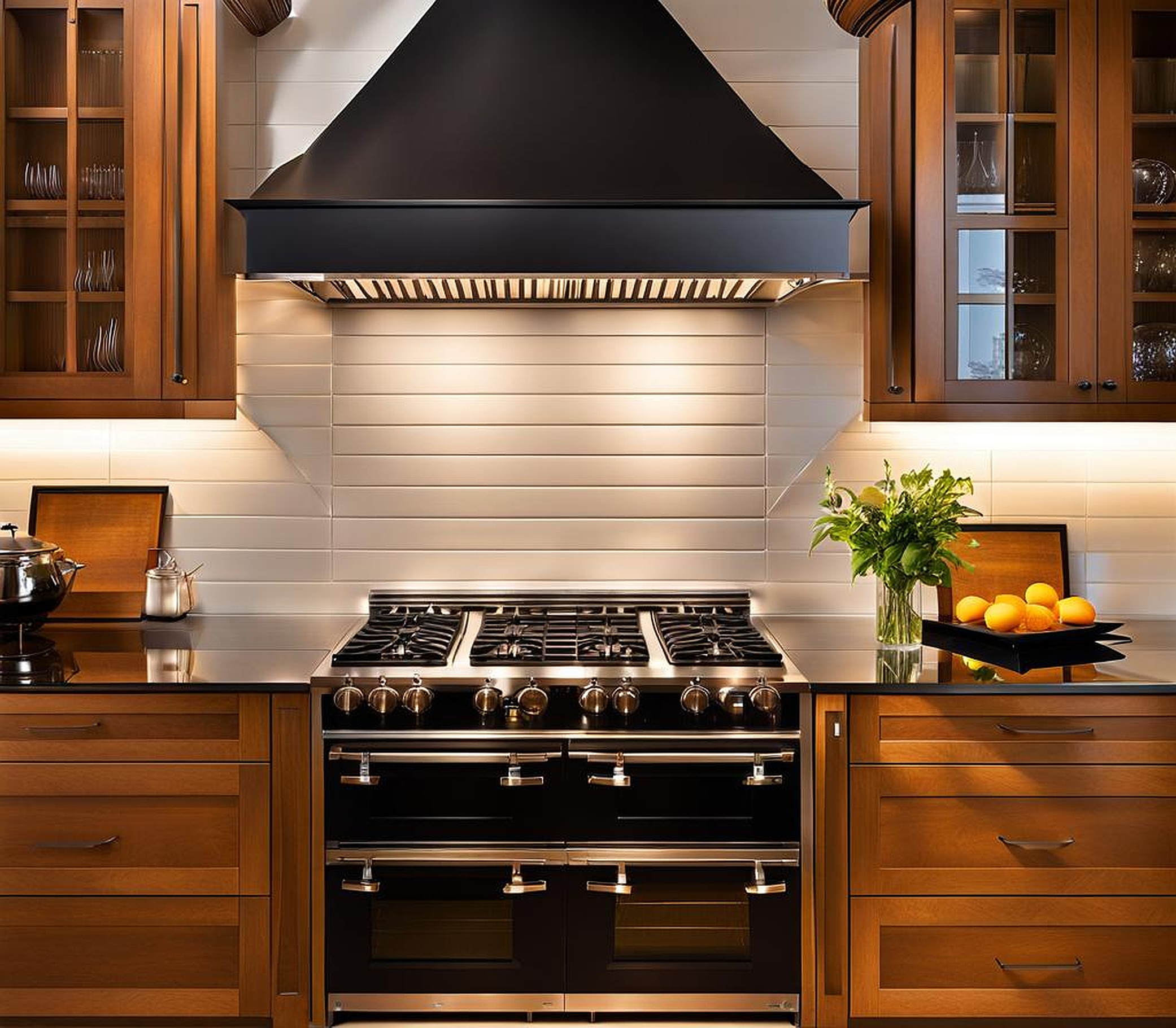 kitchens with black backsplash