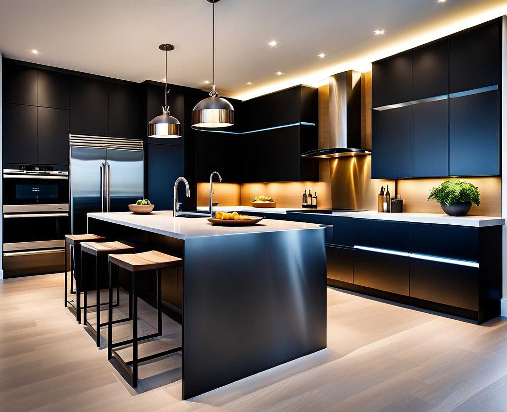 kitchens with black stainless appliances