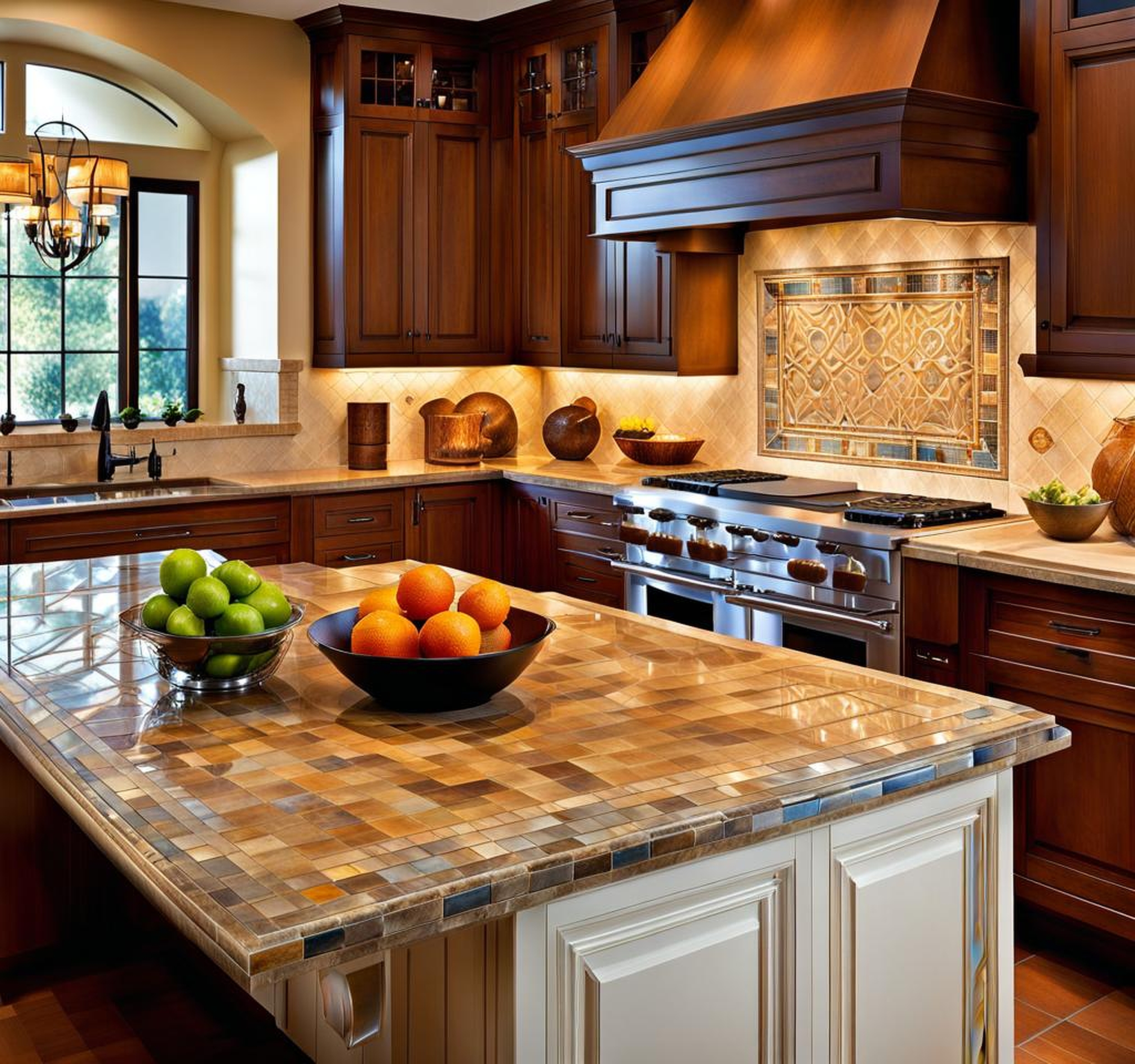 kitchens with tile countertops