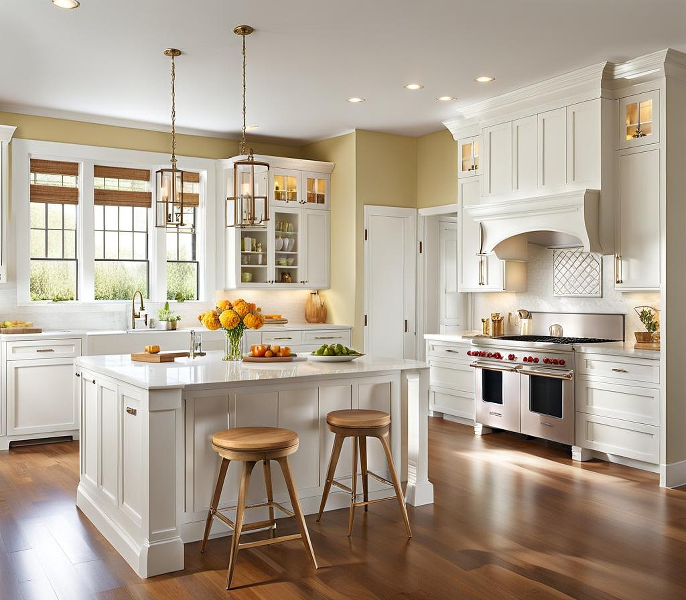 Timeless White Cabinets and Appliances Elevate Kitchens