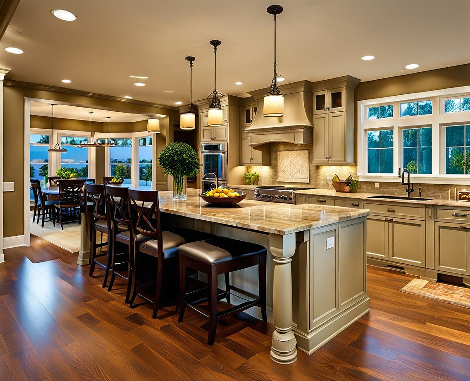 Stunning L-shaped Kitchen Island with Seating Designs for Maximized Space