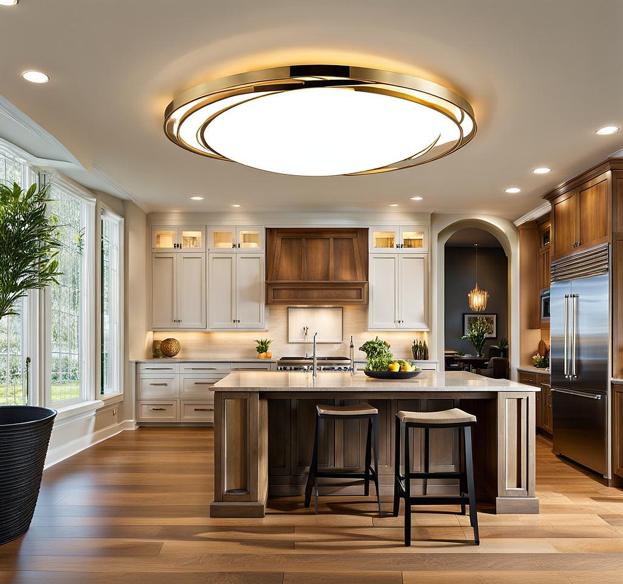 Stunning Large Flush Mount Ceiling Lights for a Radiant Kitchen