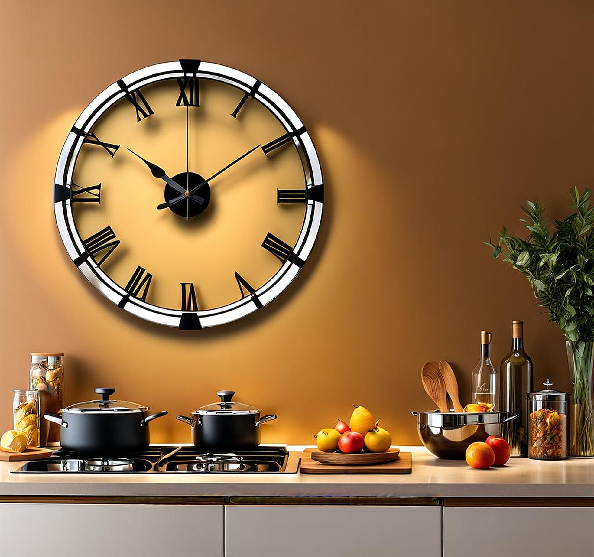 Chic Contemporary Large Wall Clocks for Modern Kitchens