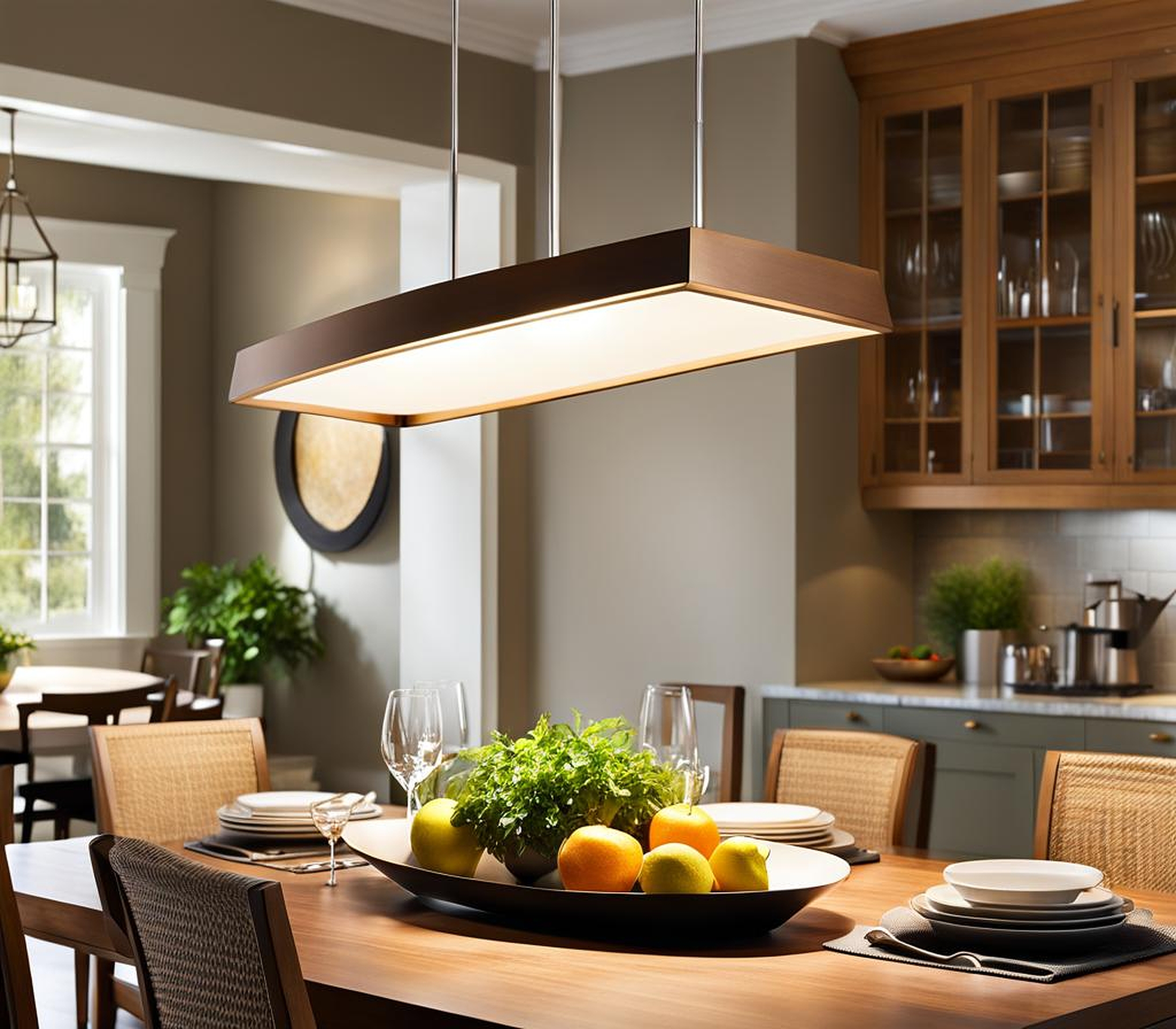 light fixture over kitchen table