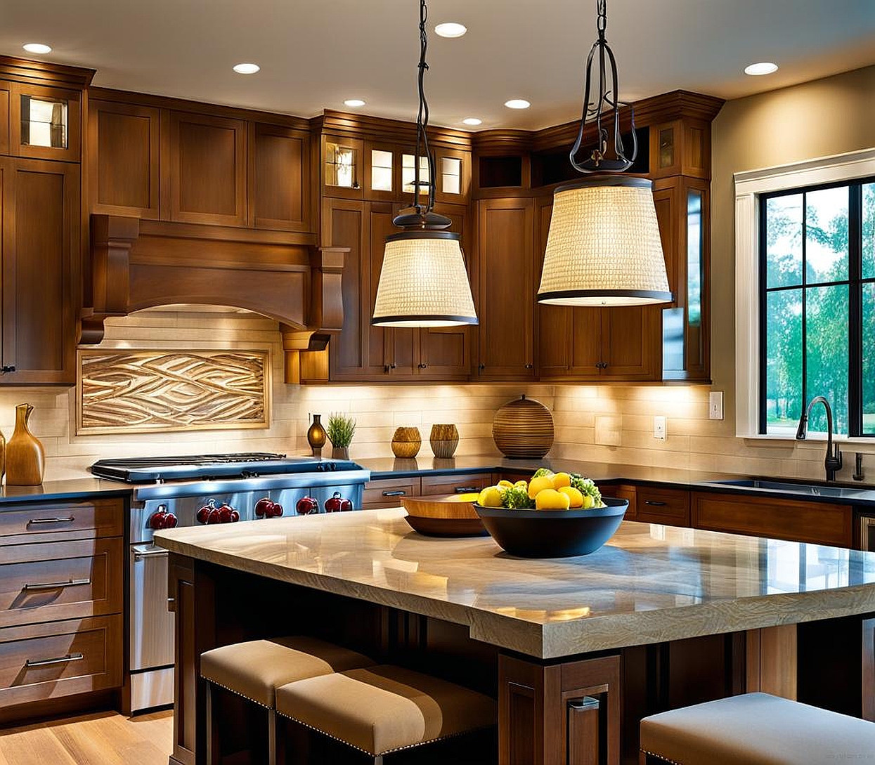 light fixtures above kitchen island