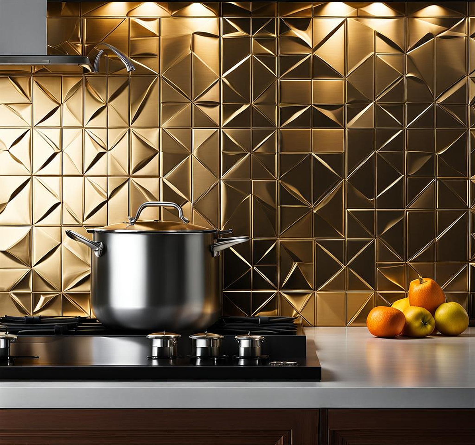 Exquisite Metal Backsplashes for Elegant Kitchen Spaces