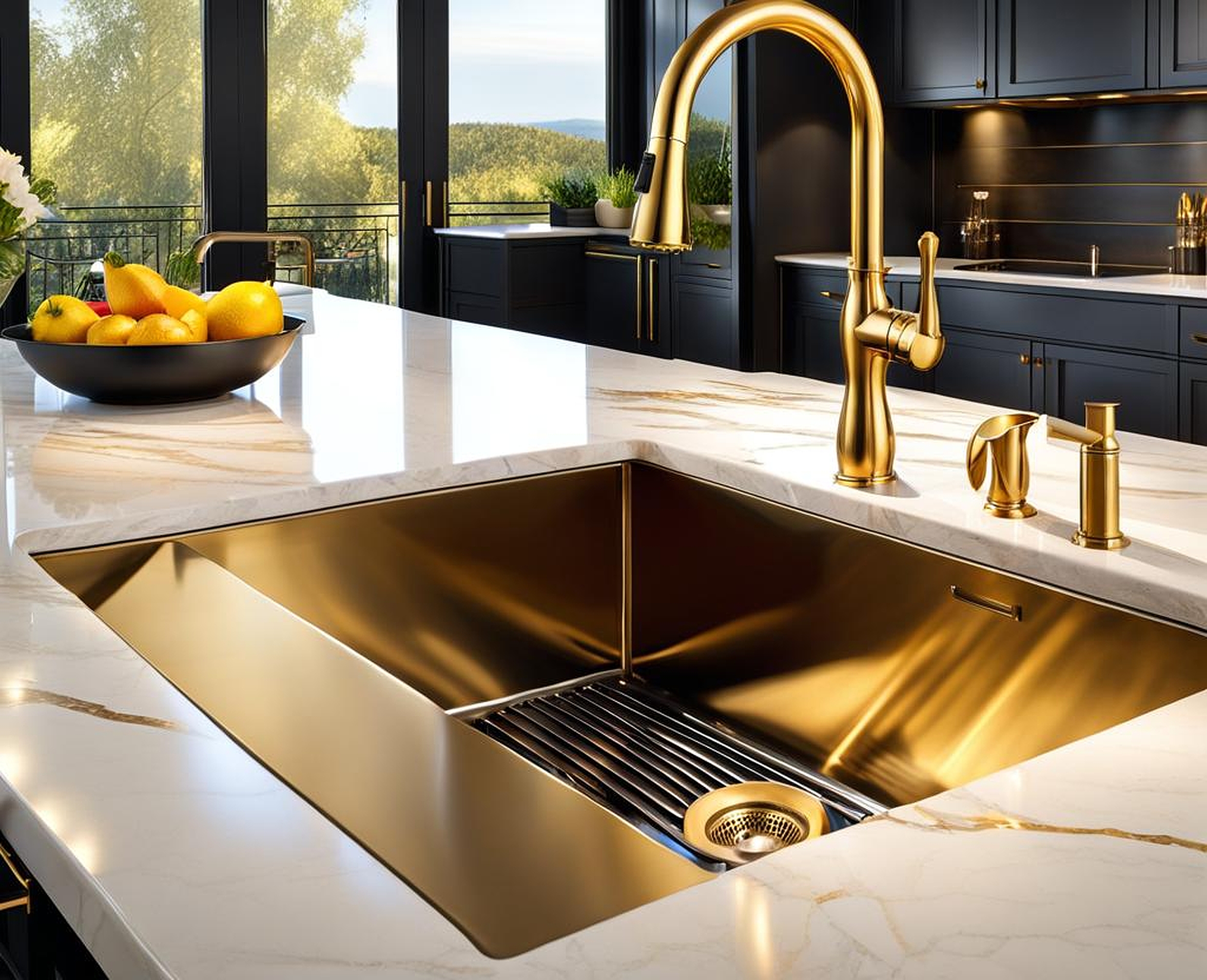 mixing black and gold hardware kitchen