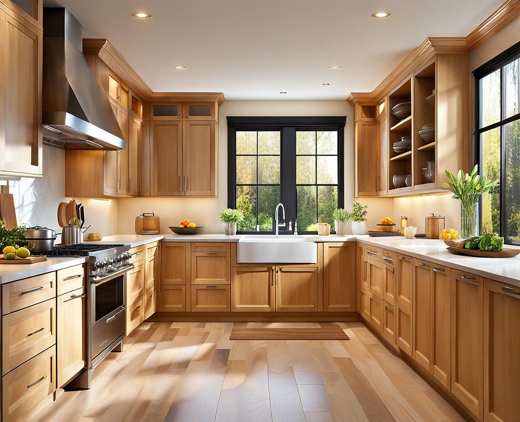 Airy Kitchens with Natural Light Wood Cabinetry