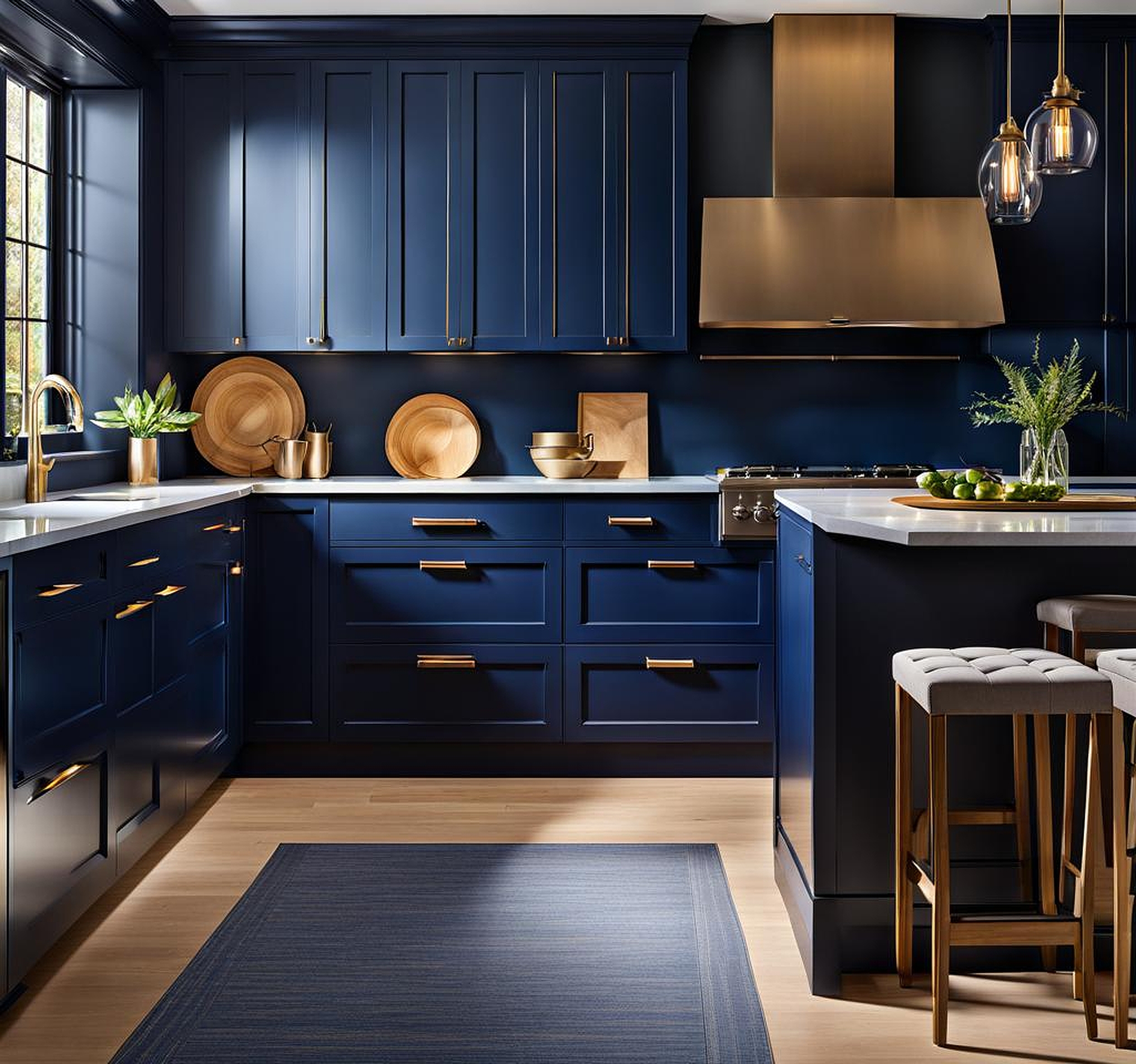 navy blue kitchen cabinet paint