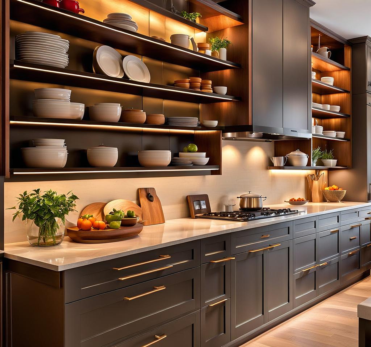 Stunning Open Shelves and Cabinets Transforming Kitchen Interiors