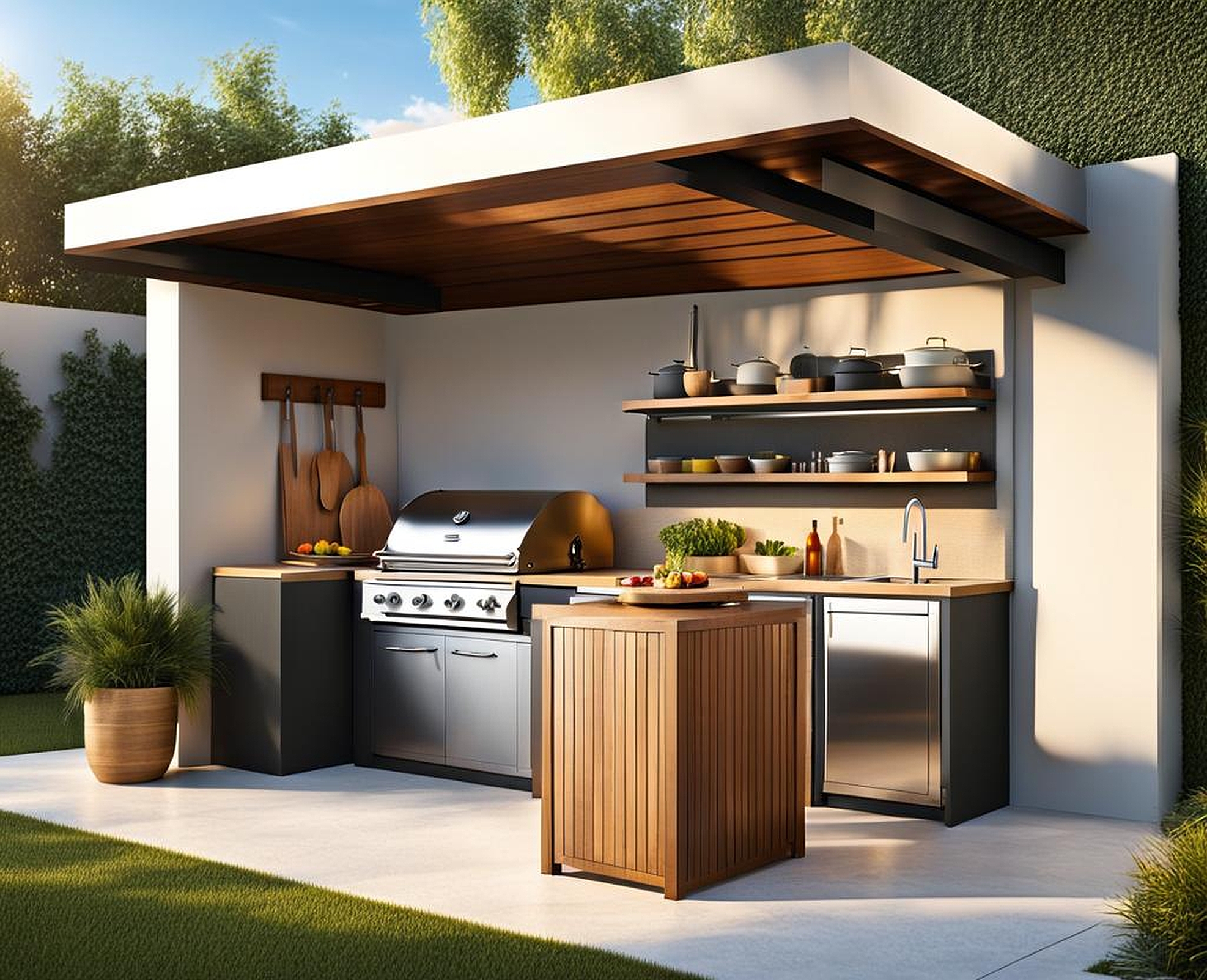 Miniaturized Outdoor Kitchen Lavish Tiny Footprint