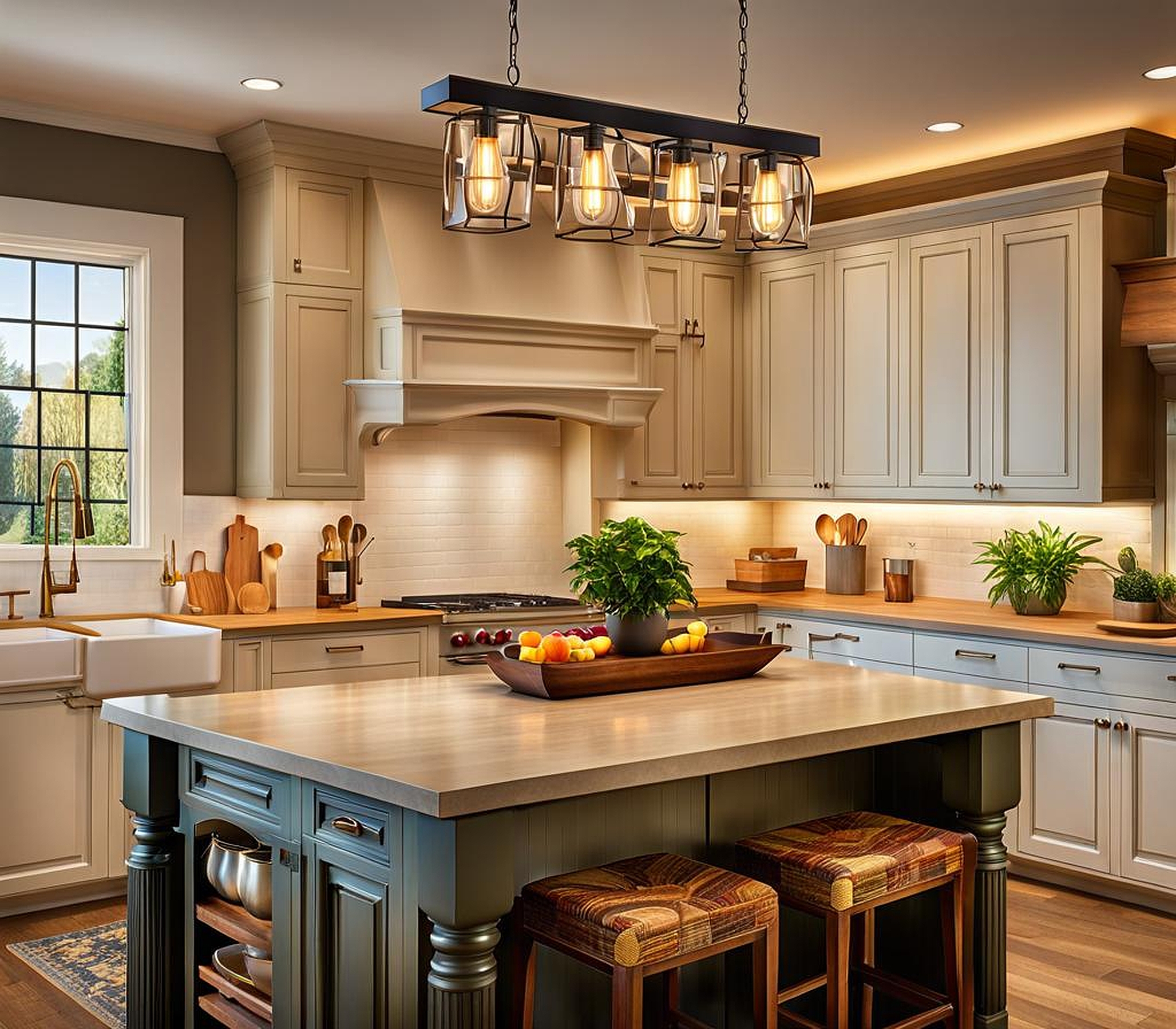 pendant lighting above kitchen sink