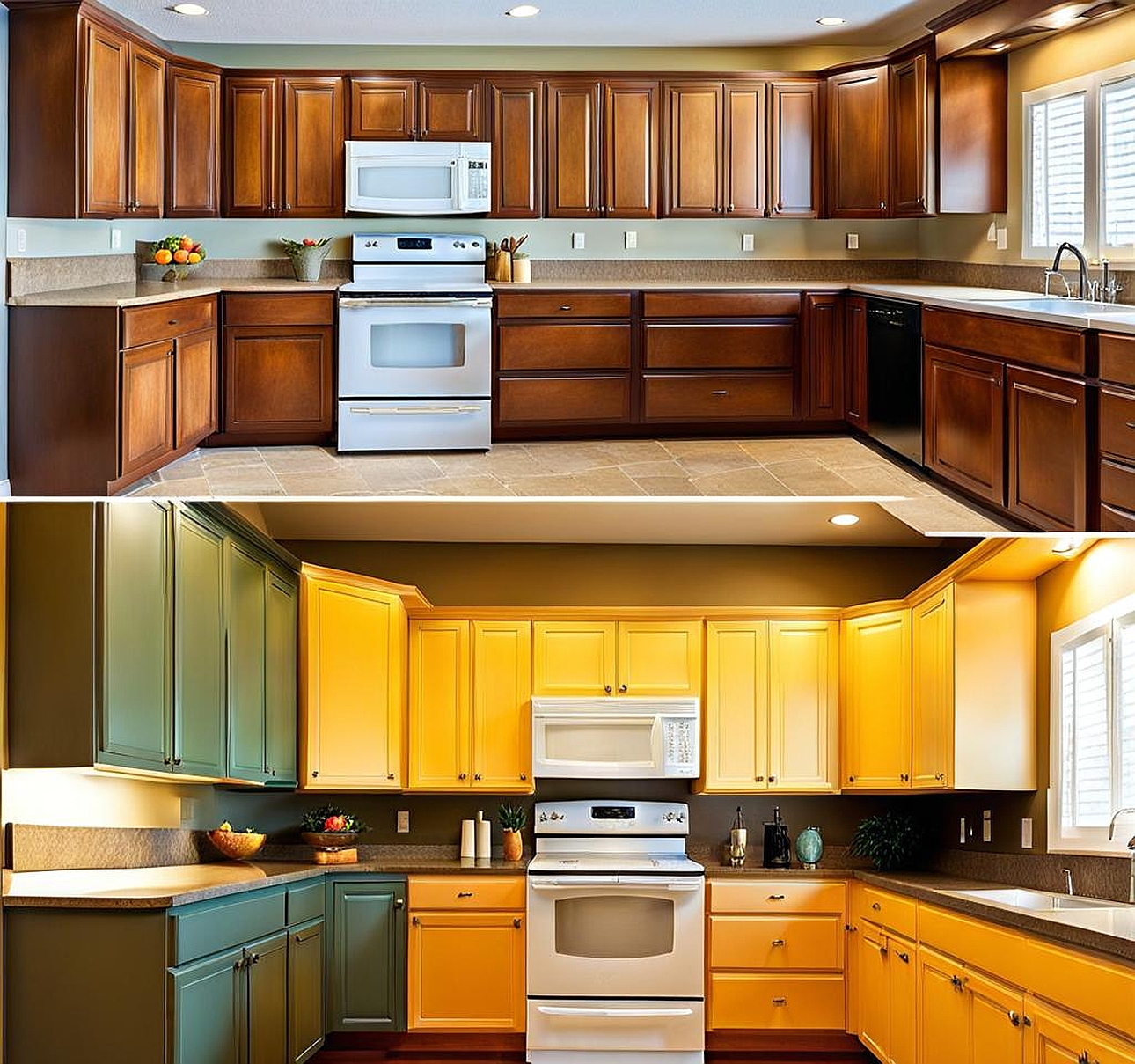 repainting kitchen cabinets before and after