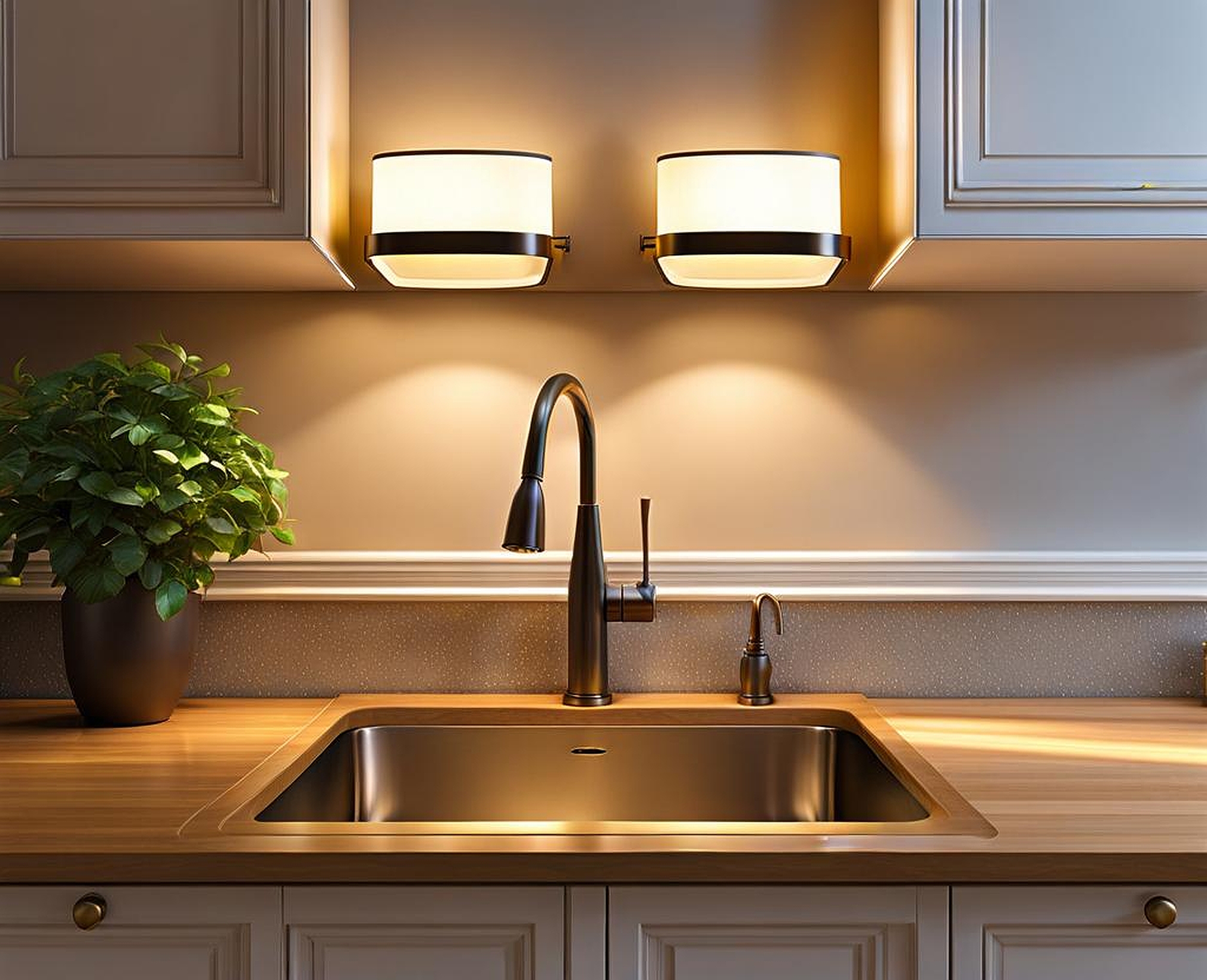 sconce above kitchen sink