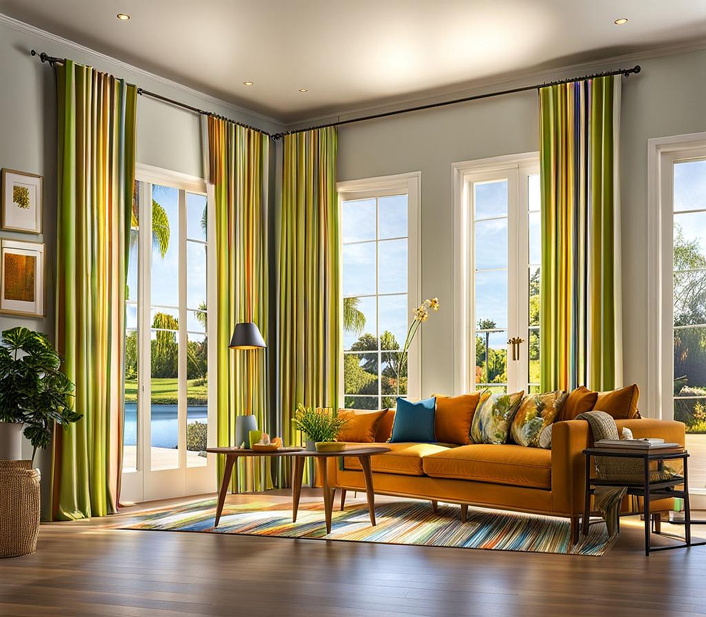 Curtain Conformity in Living Room and Kitchen Areas