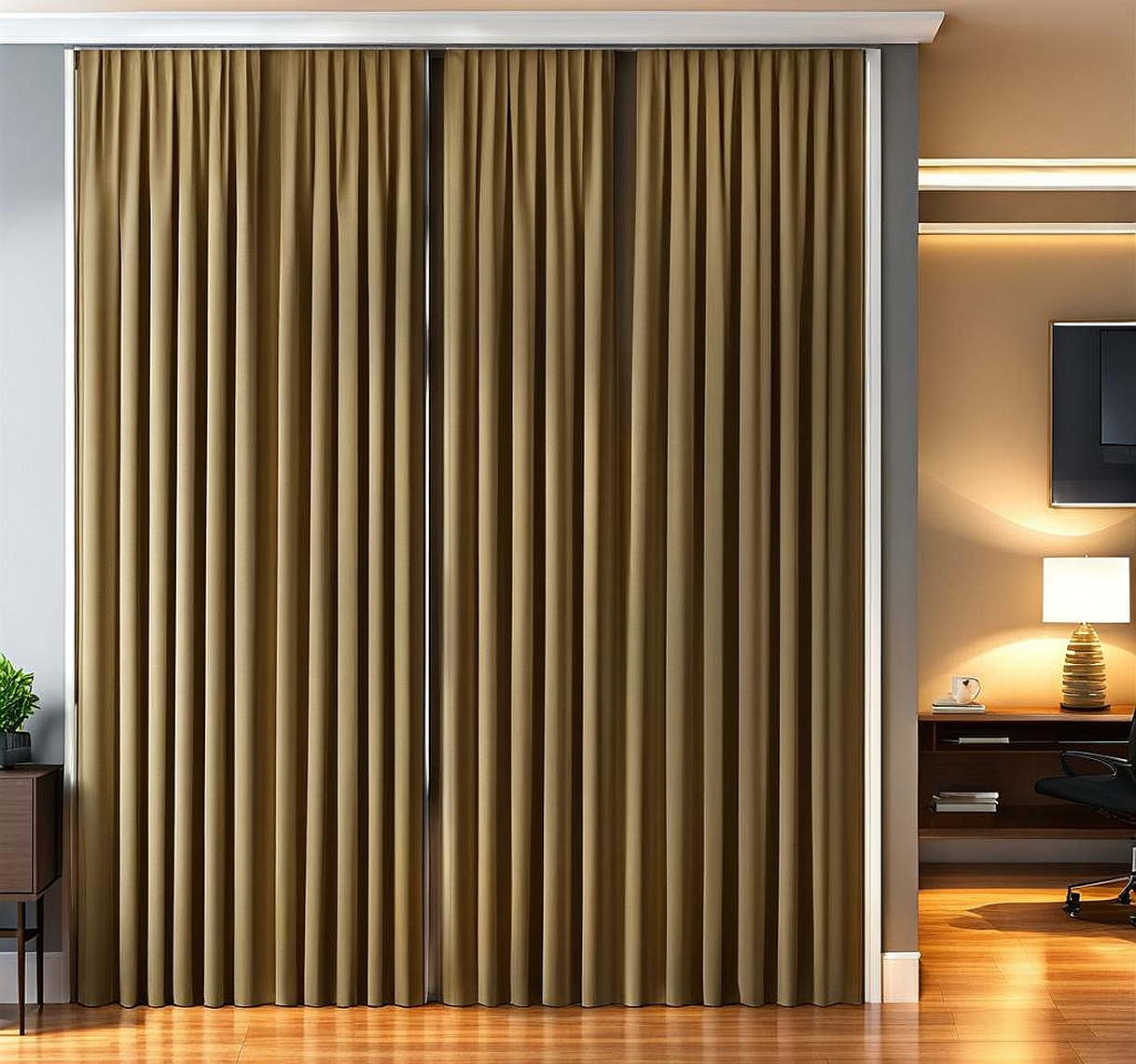 Acoustic Sound Deadening Curtains On Interior Doors For Home Office