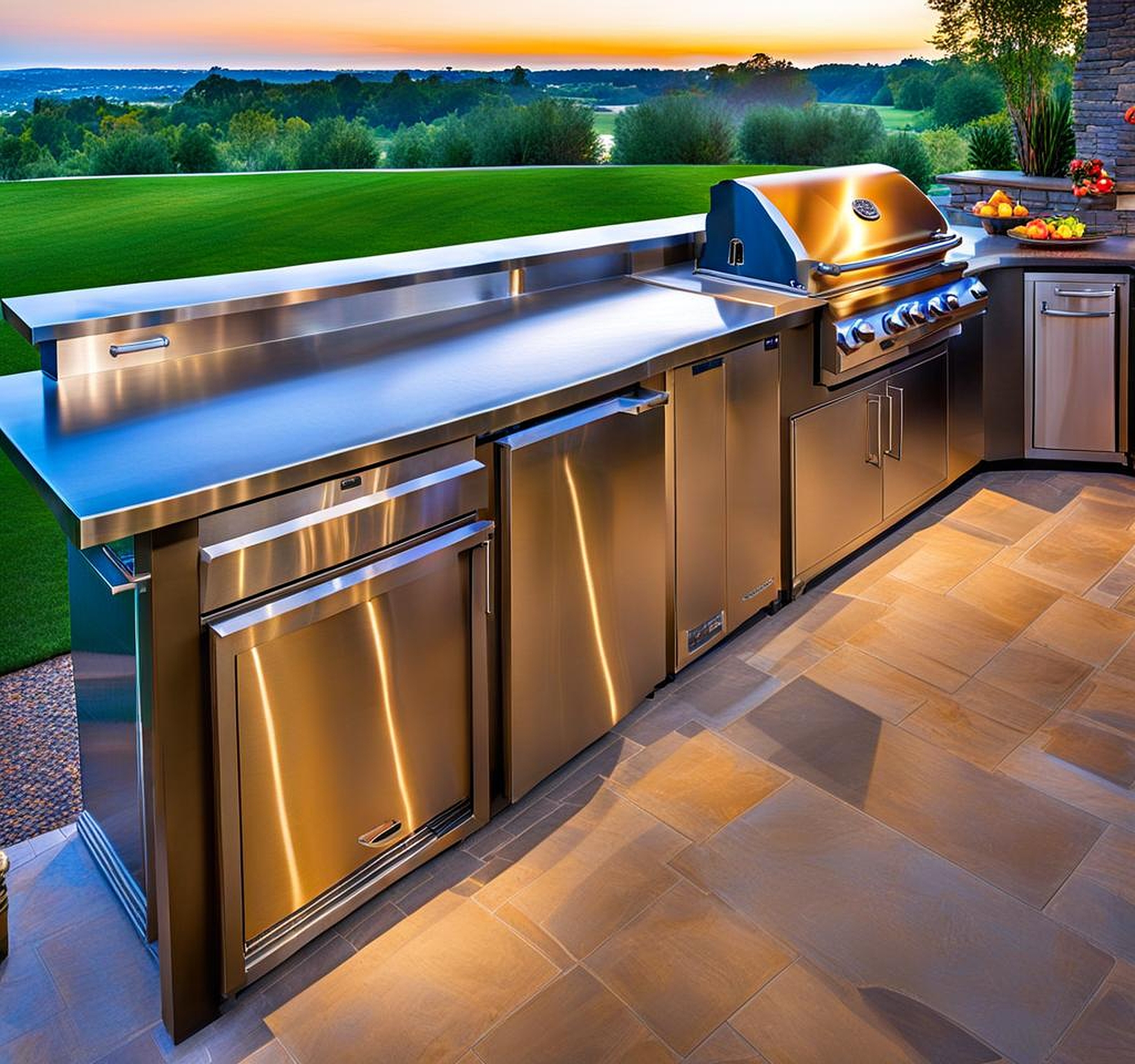 Stylish Stainless Steel Countertops for Outdoor Kitchen Spaces