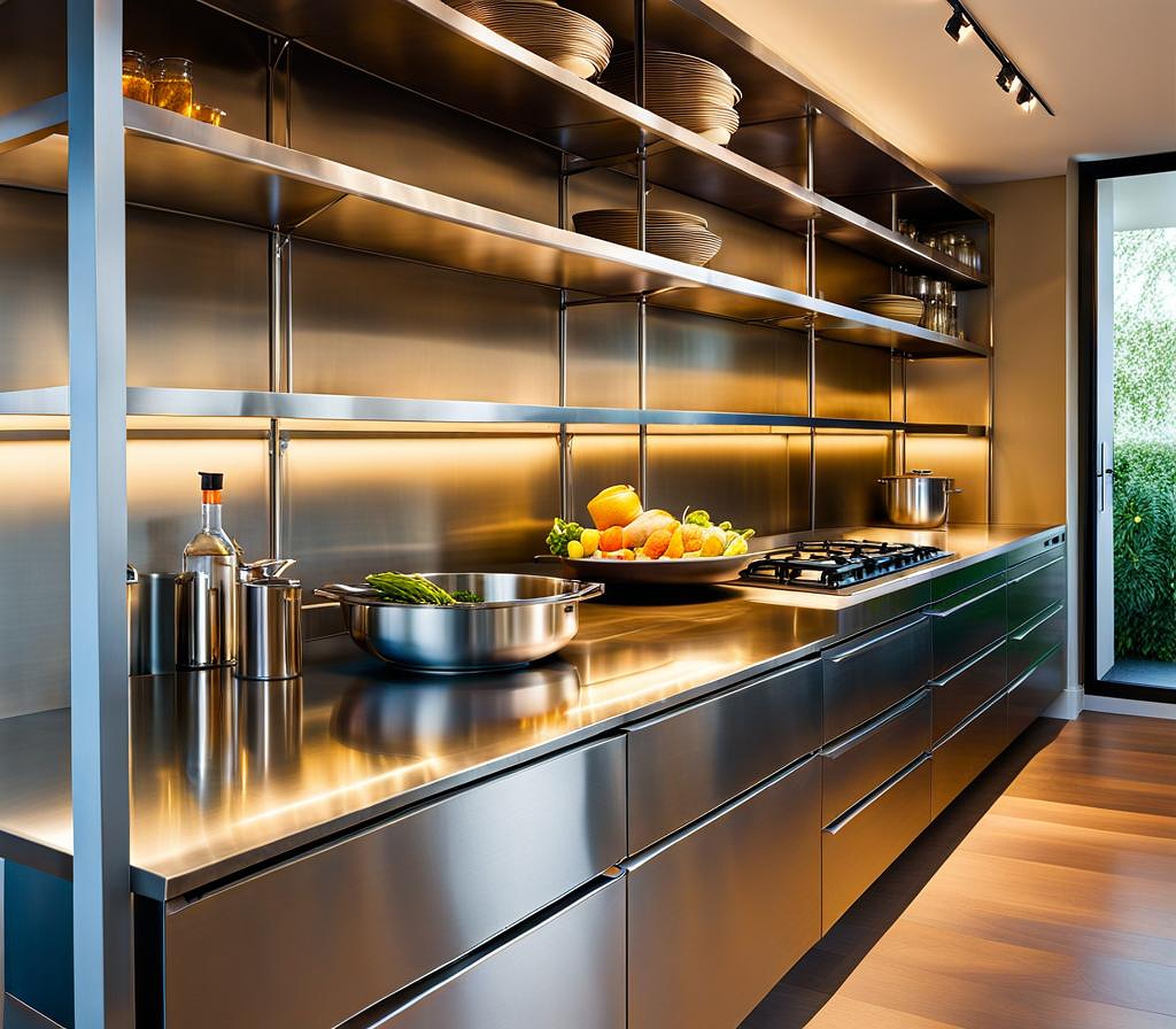 Sleek Stainless Steel Shelving for Modern Kitchens