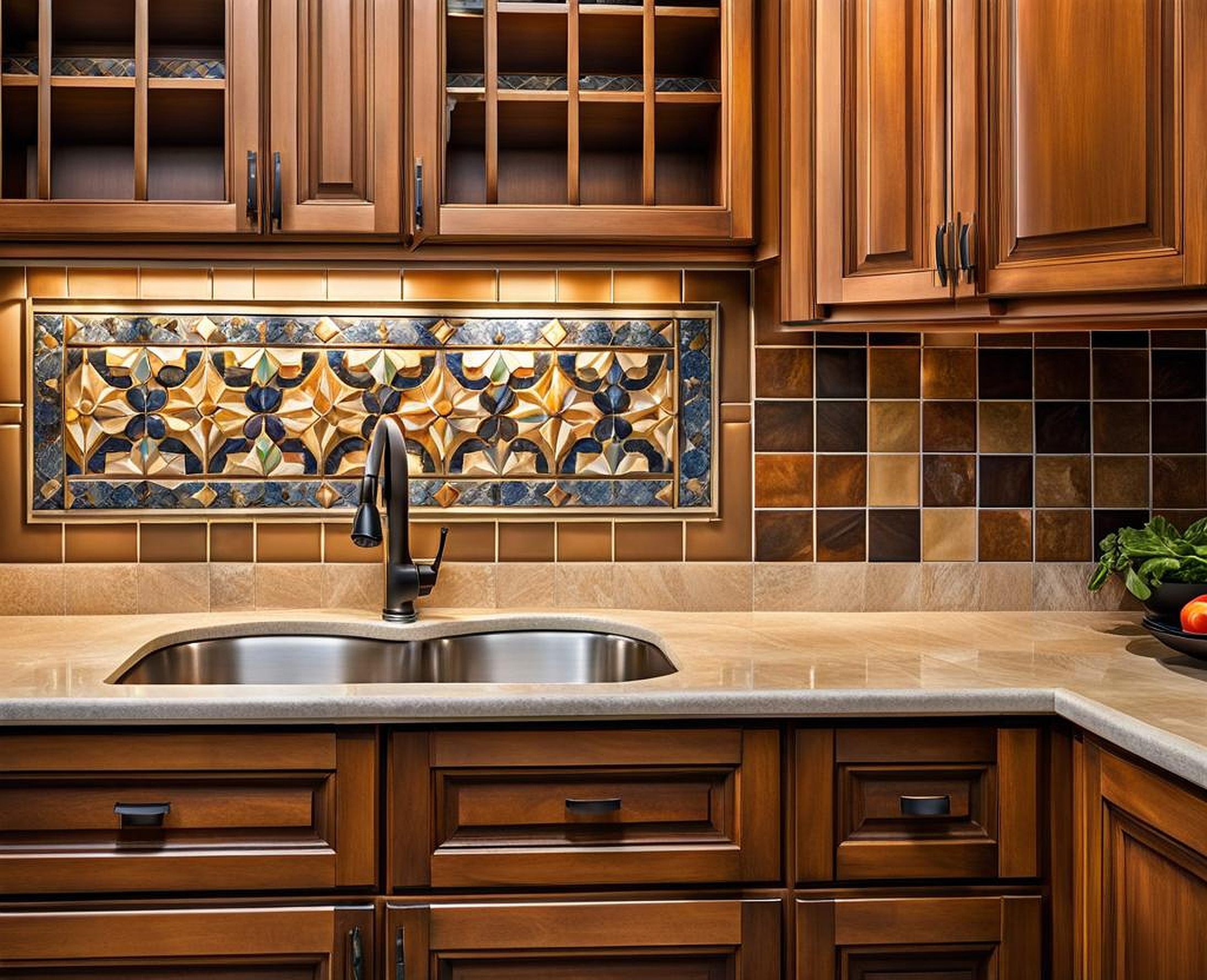 Decorative Tile Installations Atop Kitchen Cabinetry