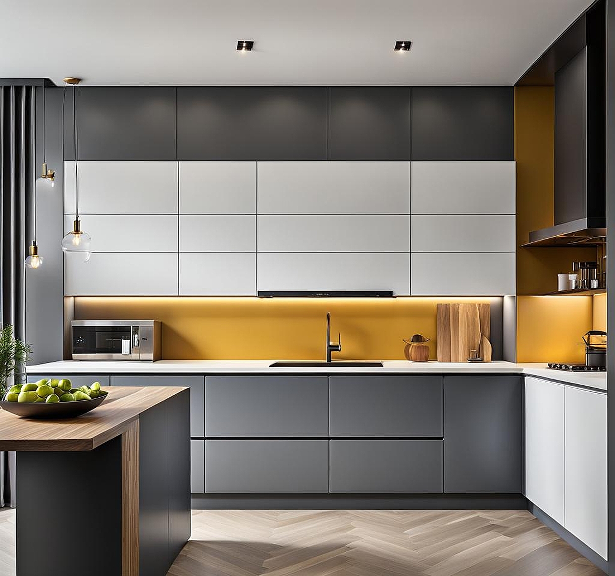 two-tone kitchen cabinets grey and white