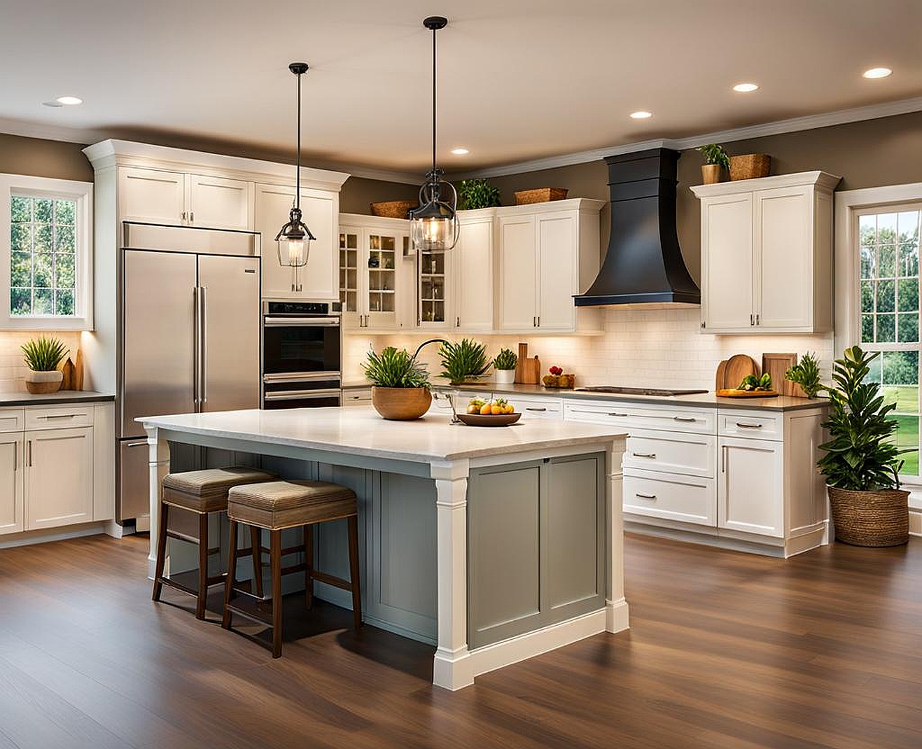 u shaped kitchen remodel with island