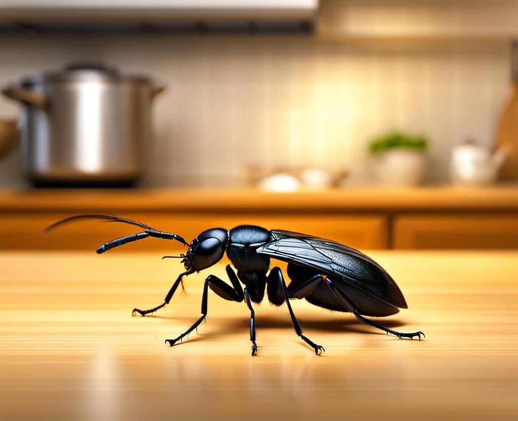 small black insect in kitchen