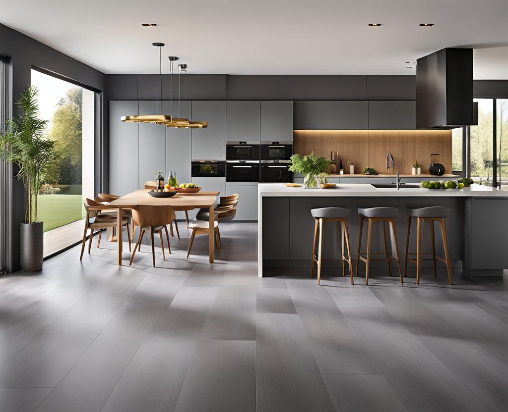 kitchens with grey floors