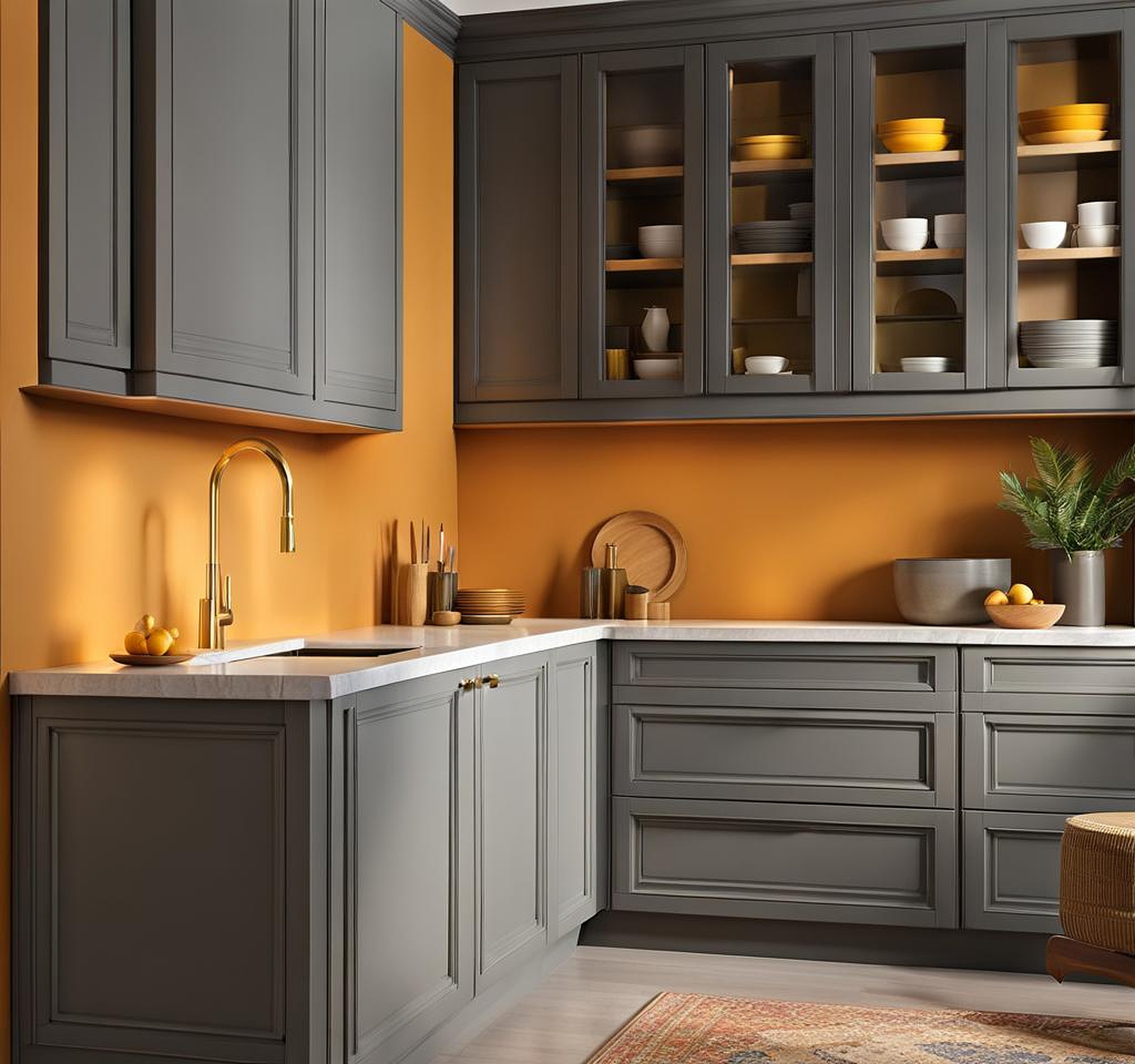 Enlivening Gray Cabinets with Enticing Paint Shades