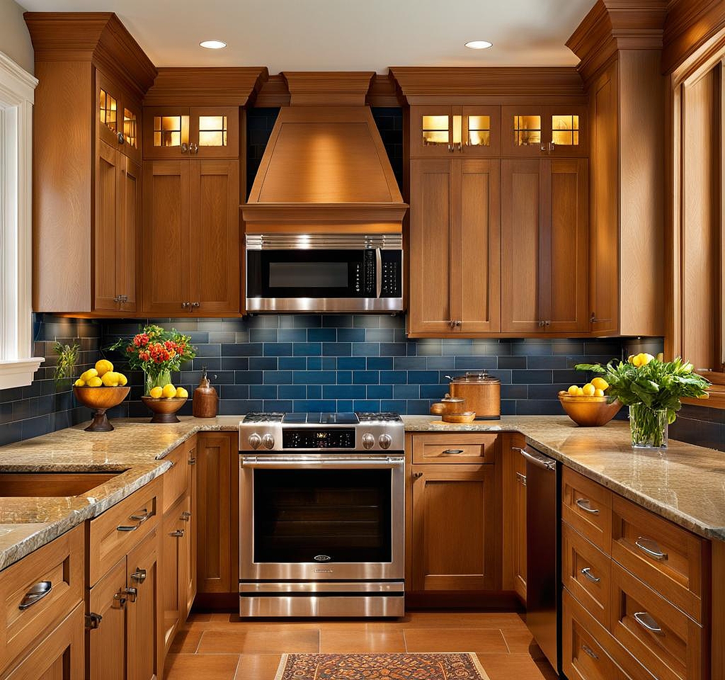 what color tile goes with oak cabinets