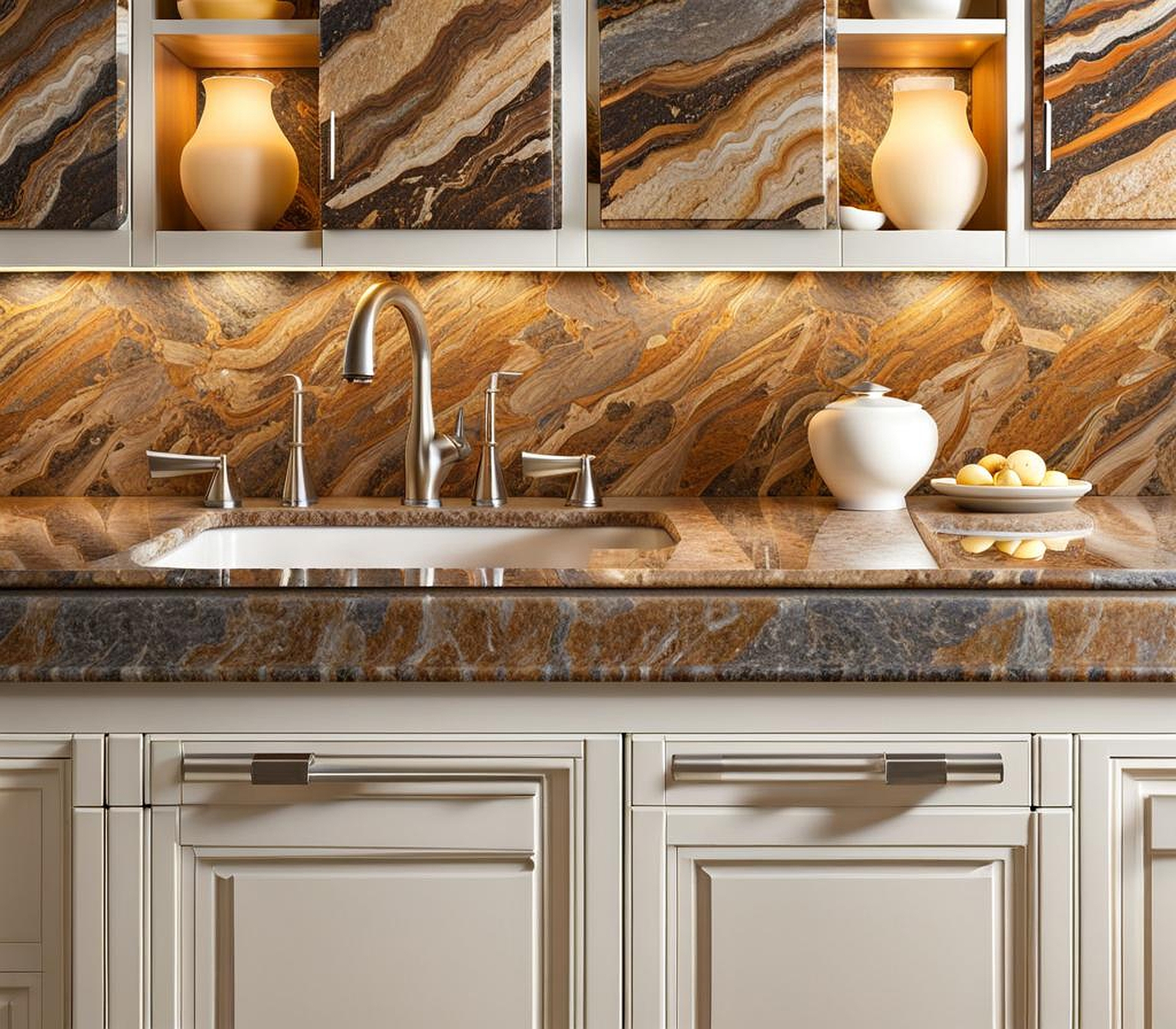 what granite goes with white cabinets