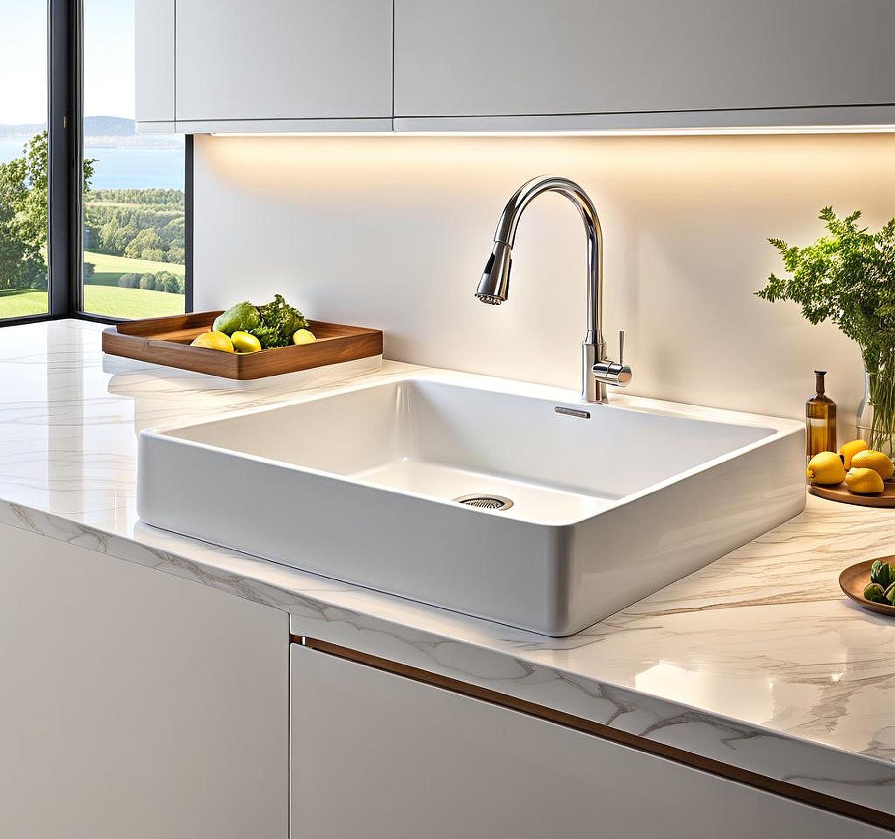 Refreshing Kitchen Sanctuaries with Lustrous White Sinks