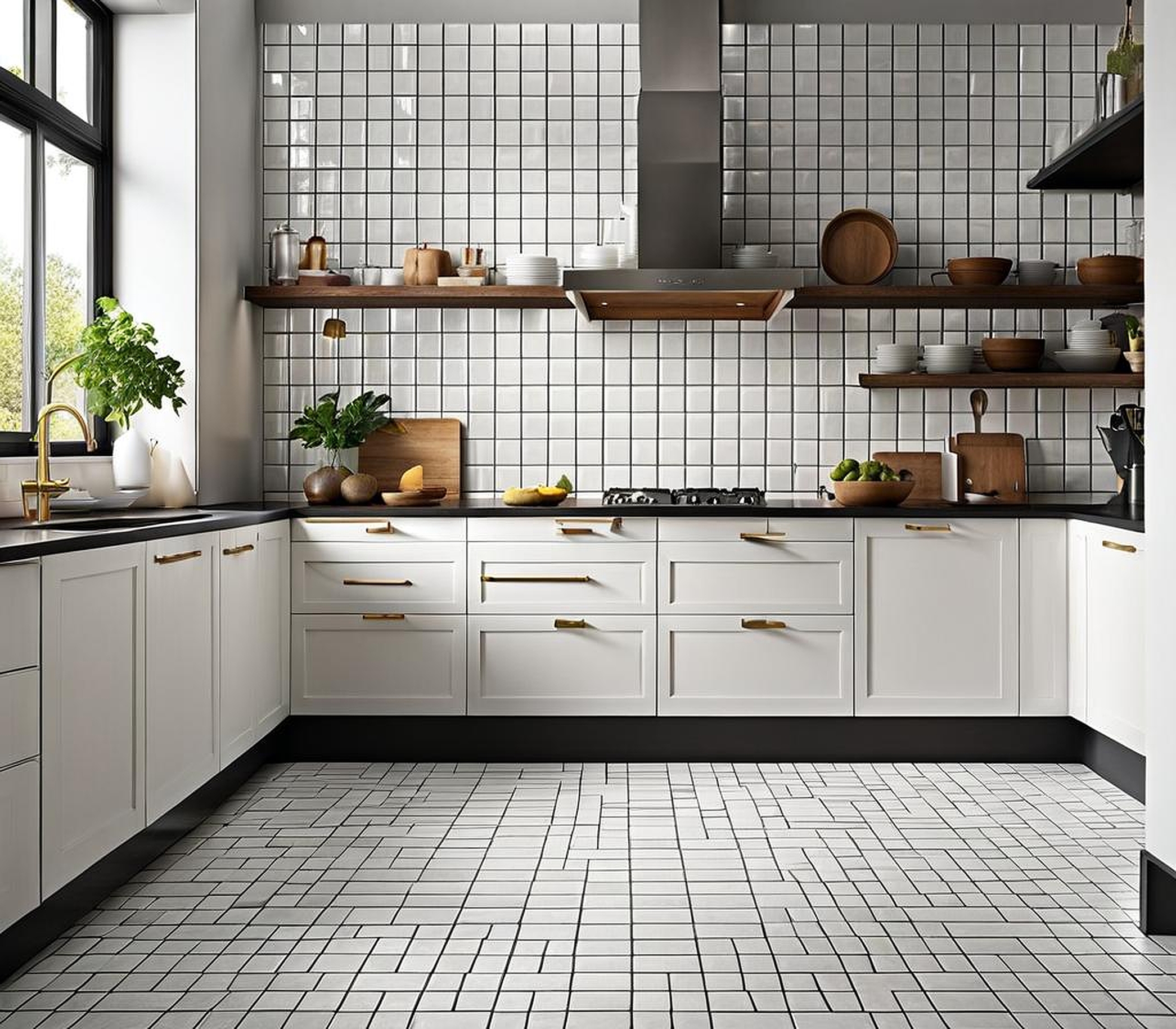 Breathtaking White Tile Dark Grout Kitchen Transformations