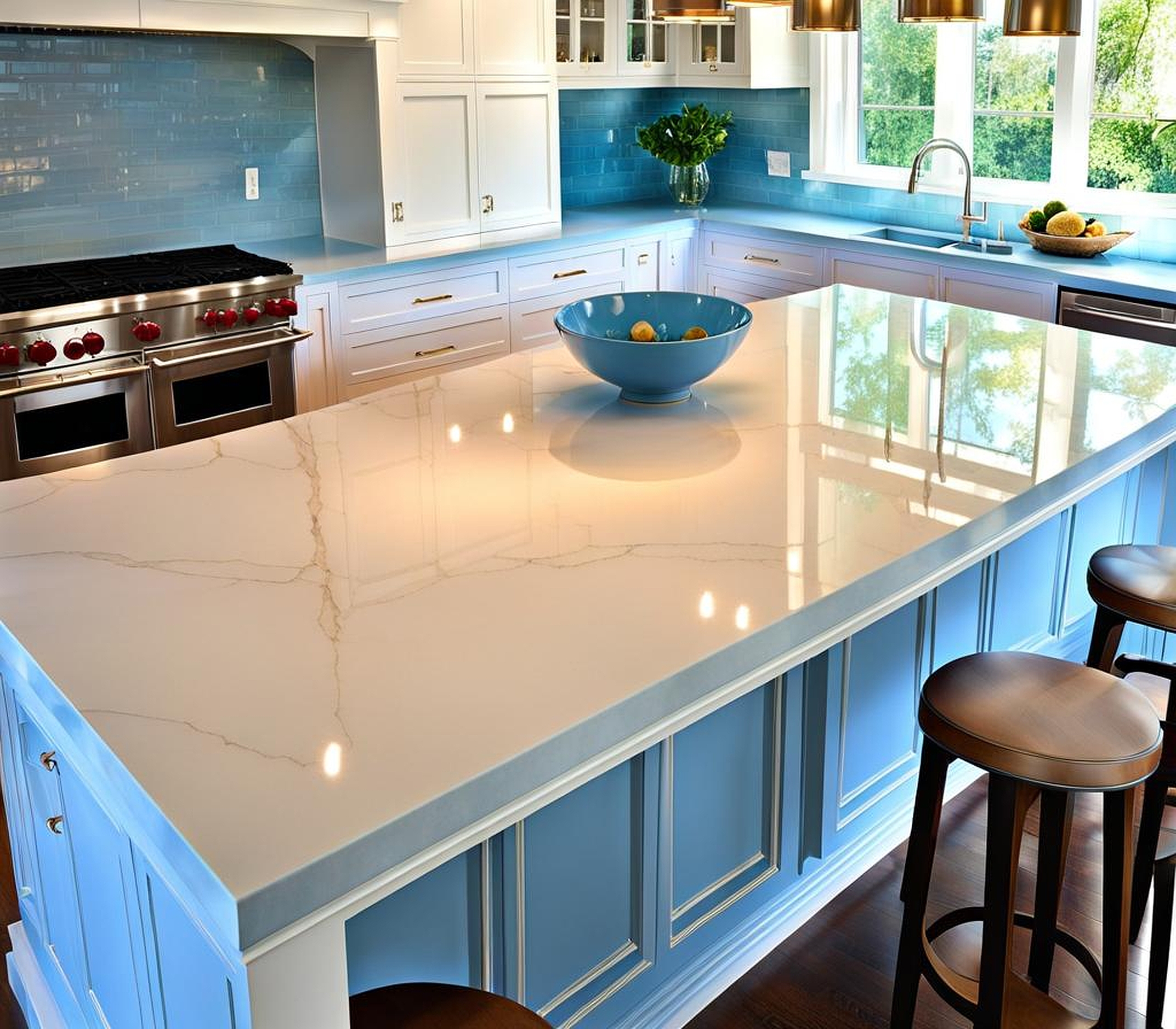 light blue quartz countertops