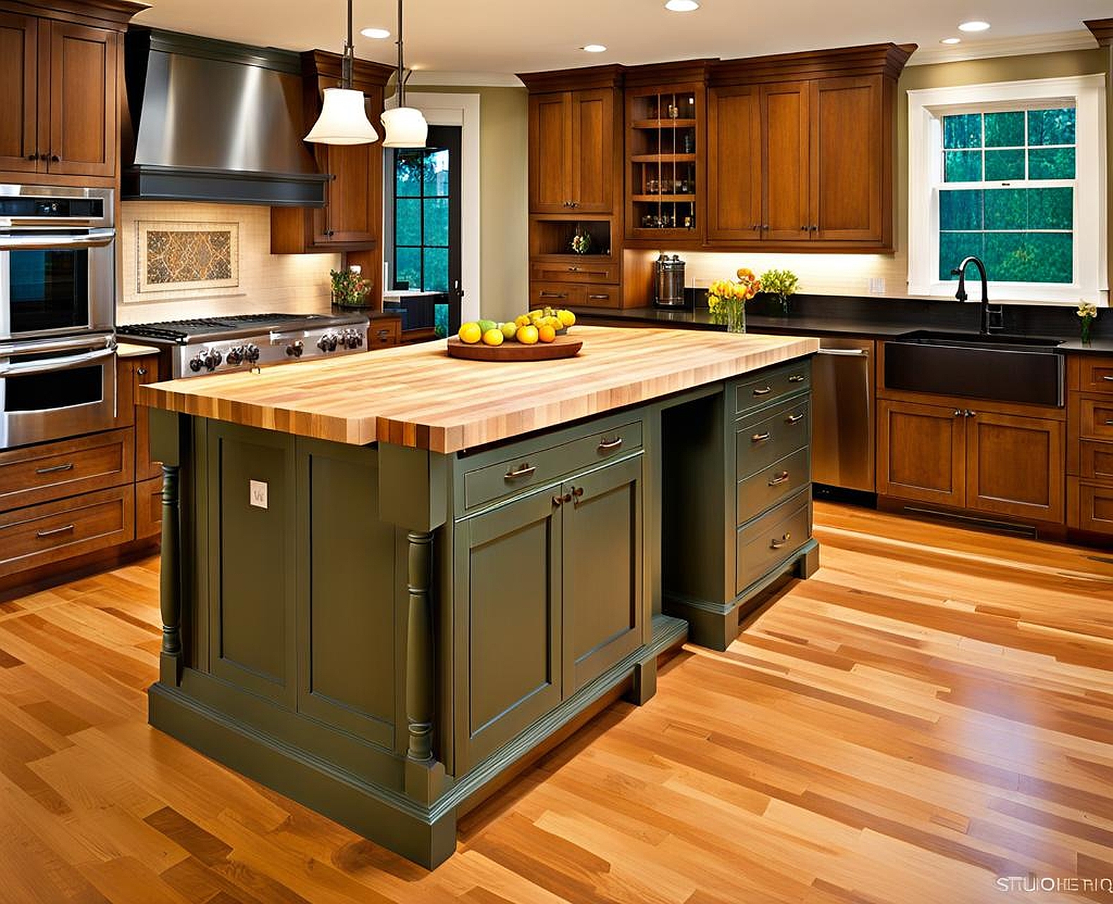 how to build a large island with standard cabinets and butcher block counter