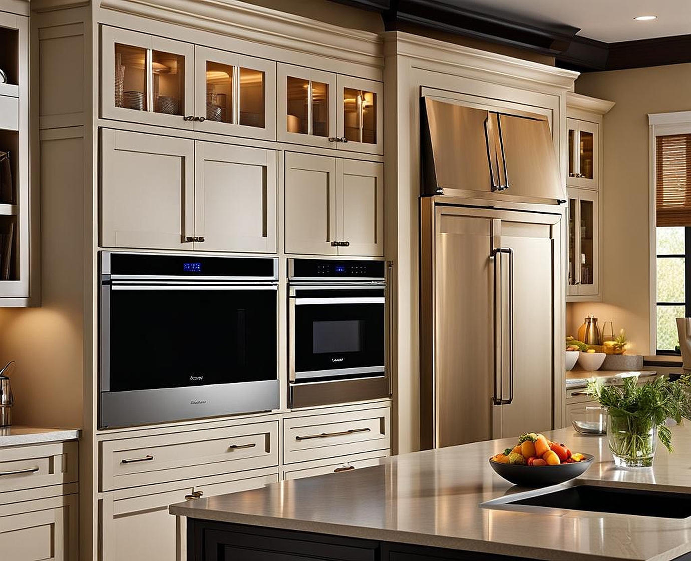 Stylish Built In Microwave Upper Cabinet Designs