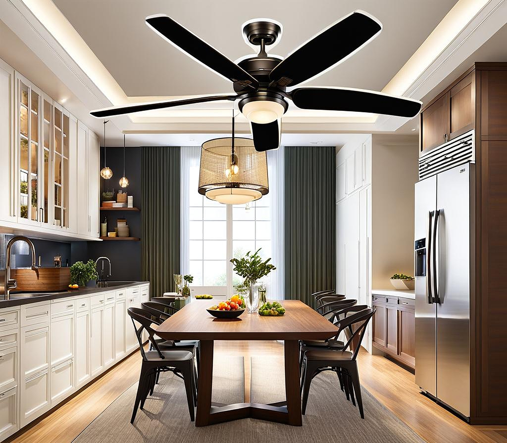 ceiling fan over kitchen table