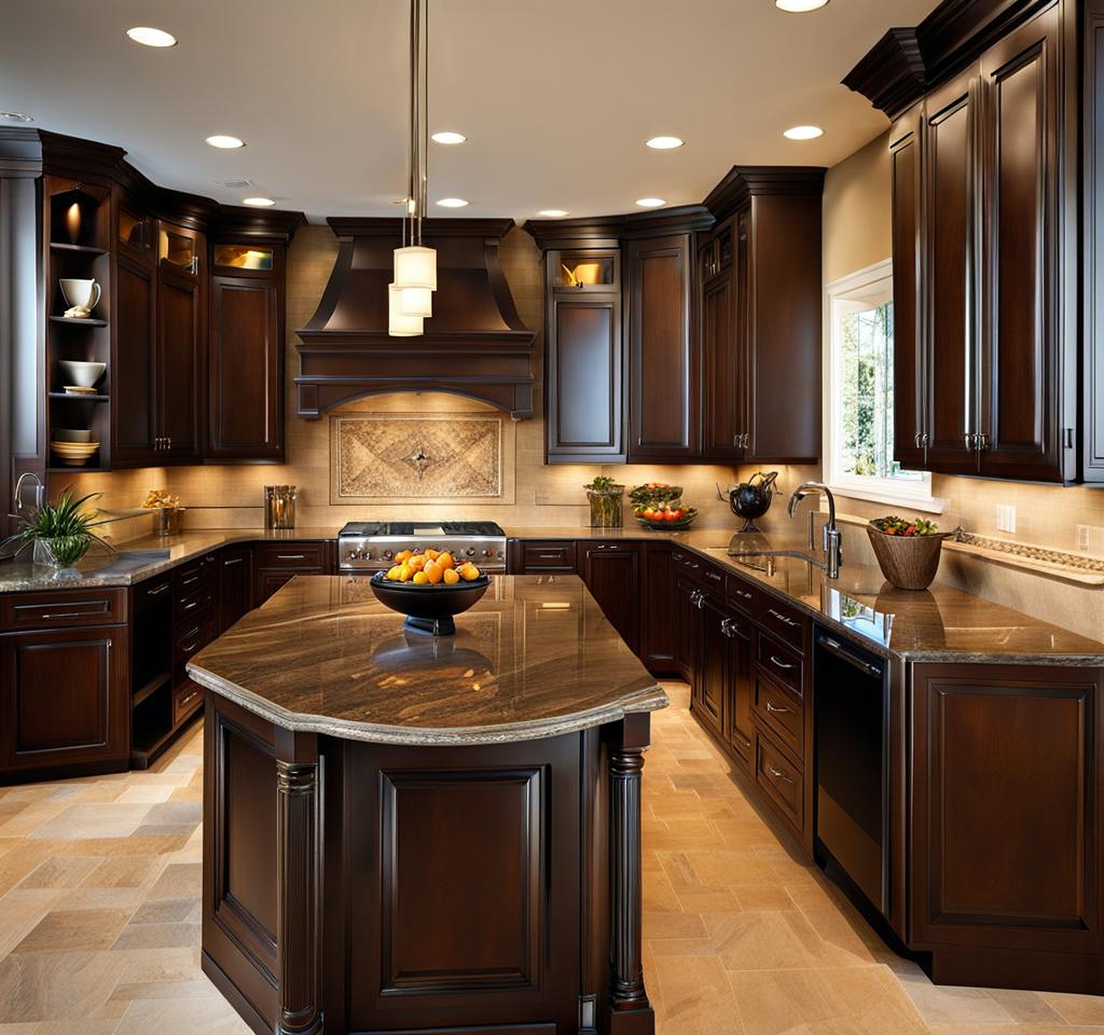 Exquisite Espresso Cabinets Paired with Granite Countertops