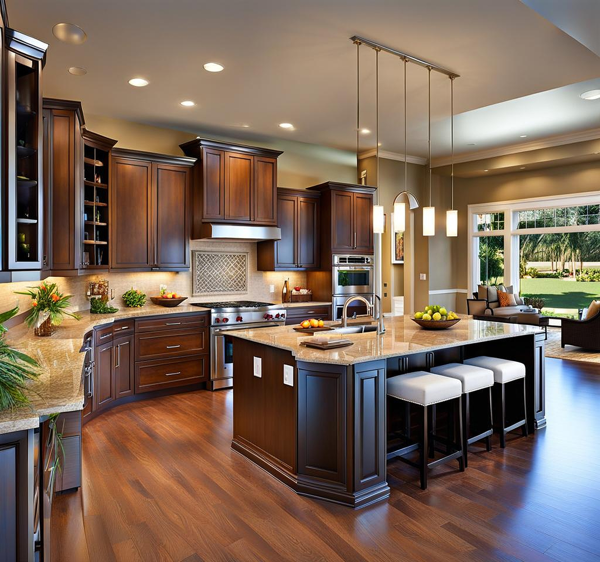 kitchen and living room open floor plans